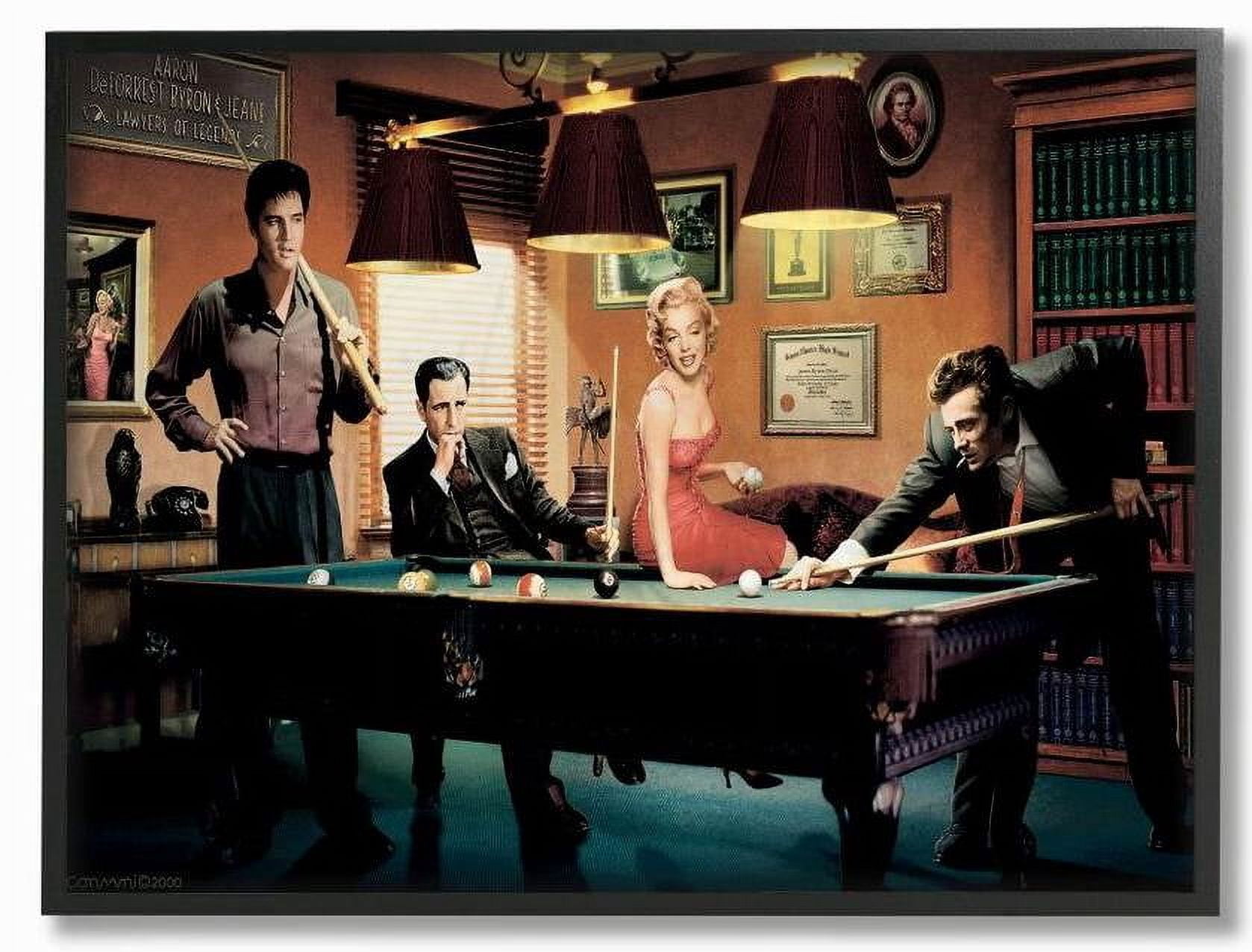 Stupell Industries Office Pool Game Vintage Hollywood Movie Star Classic Illustration Framed Wall Art by Jadei Graphics