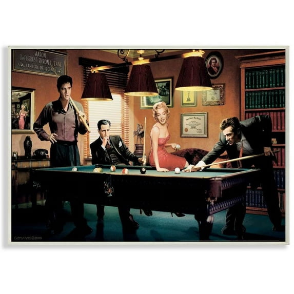 Stupell Industries Office Pool Game Vintage Hollywood Movie Star Classic Illustration Wall Plaque by Jadei Graphics