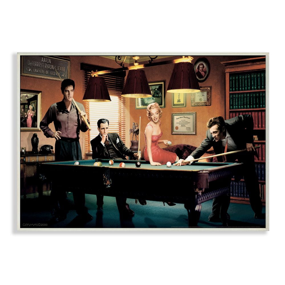 Stupell Industries Office Pool Game Vintage Hollywood Movie Star Classic Illustration Wall Plaque by Jadei Graphics