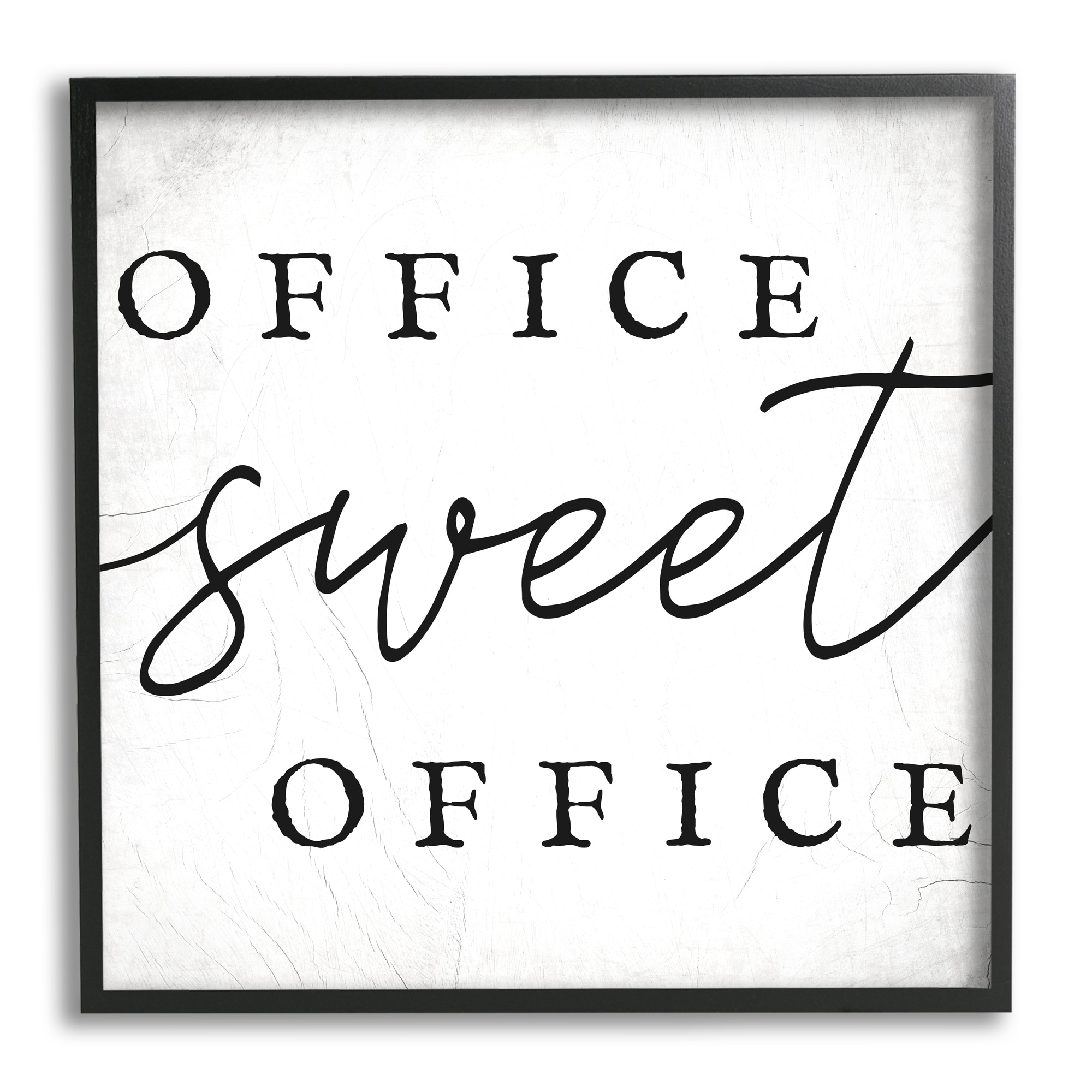 Stupell Industries Office Sweet Office Phrase Minimal Black White Typography Graphic Art Black Framed Art Print Wall Art, 17x30, by Daphne Polselli