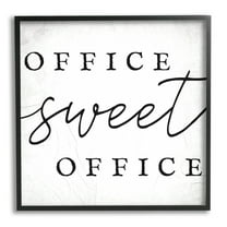 Stupell Industries Office Sweet Office Phrase Minimal Black White Typography Graphic Art Black Framed Art Print Wall Art, 17x30, by Daphne Polselli