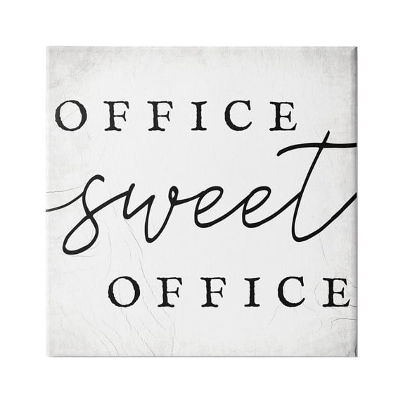 Stupell Industries Office Sweet Office Phrase Minimal Black White Typography Graphic Art Gallery-Wrapped Canvas Print Wall Art, 30x30, by Daphne Polselli