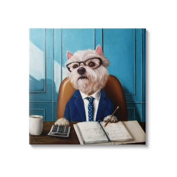 Stupell Industries Office Worker Terrier Dog Painting Gallery Wrapped Canvas Print Wall Art, Design by Lucia Heffernan