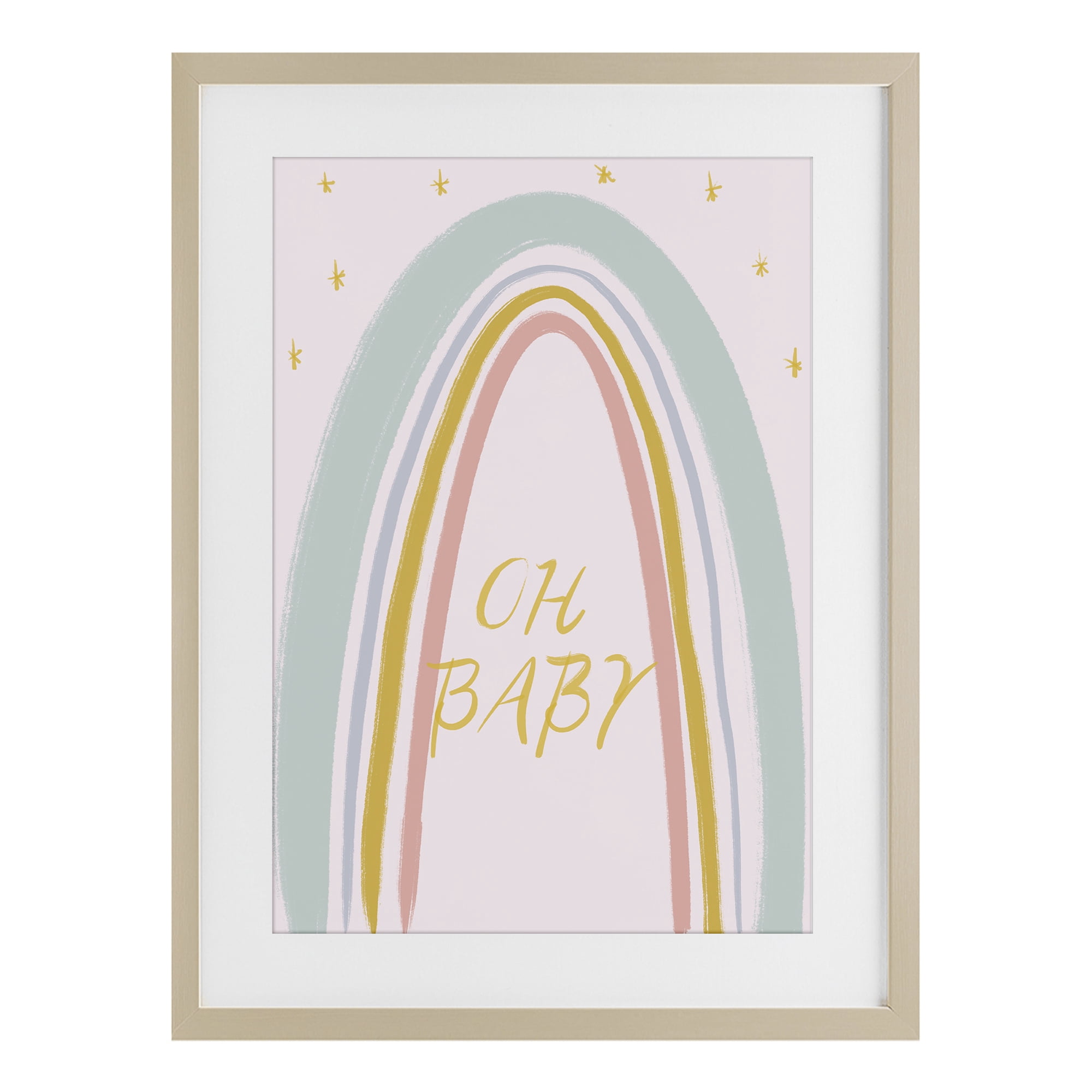 Stupell Industries Oh Baby Rainbow Birch Framed Print Under Glass, design by Lucille Price