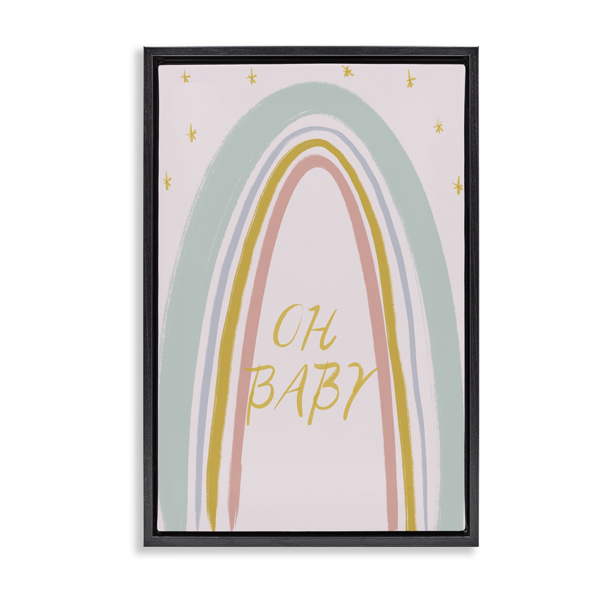 Stupell Industries Oh Baby Rainbow Black Framed Floater Canvas Wall Art, design by Lucille Price