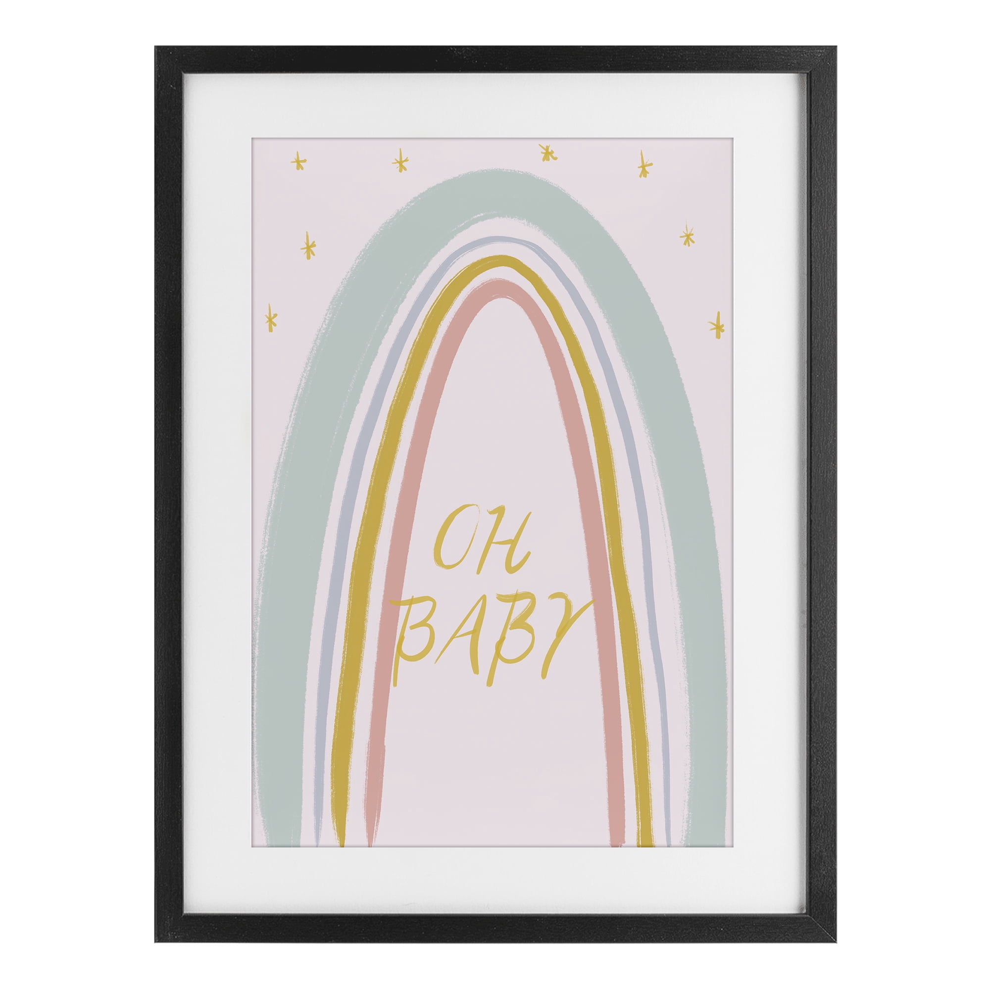 Stupell Industries Oh Baby Rainbow Black Framed Print Under Glass, design by Lucille Price