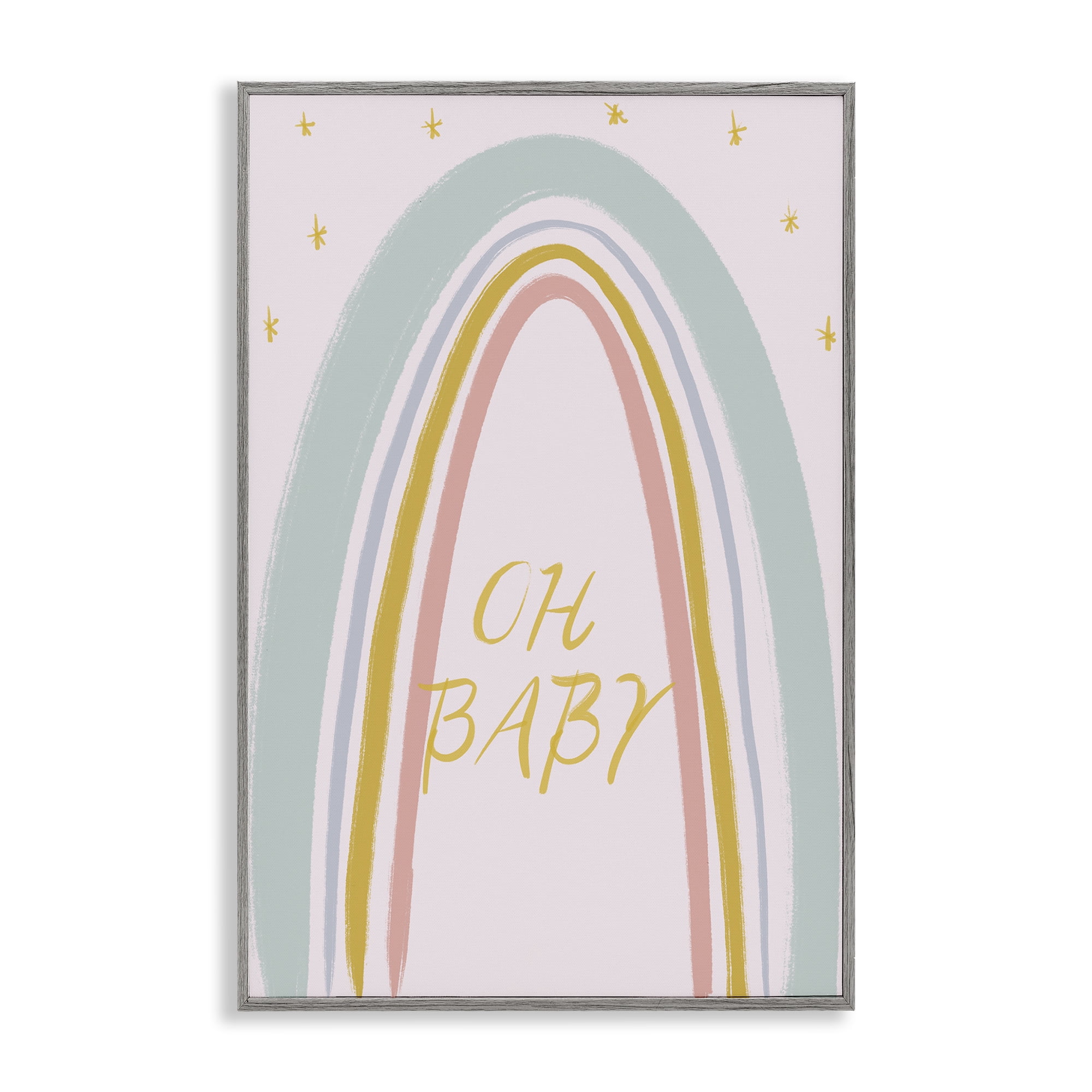 Stupell Industries Oh Baby Rainbow Gray Framed Giclee Art, design by Lucille Price