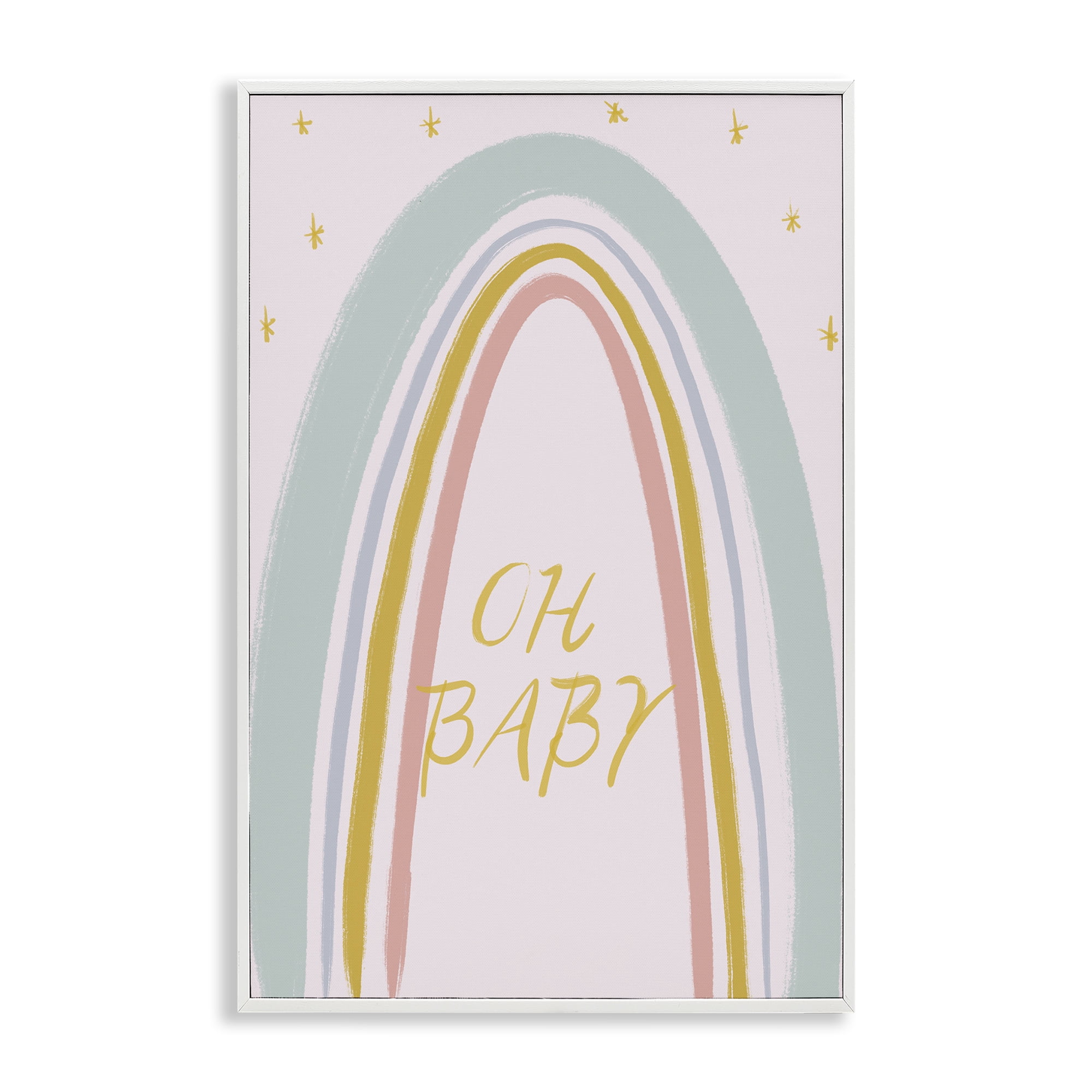 Stupell Industries Oh Baby Rainbow White Framed Giclee Art, design by Lucille Price