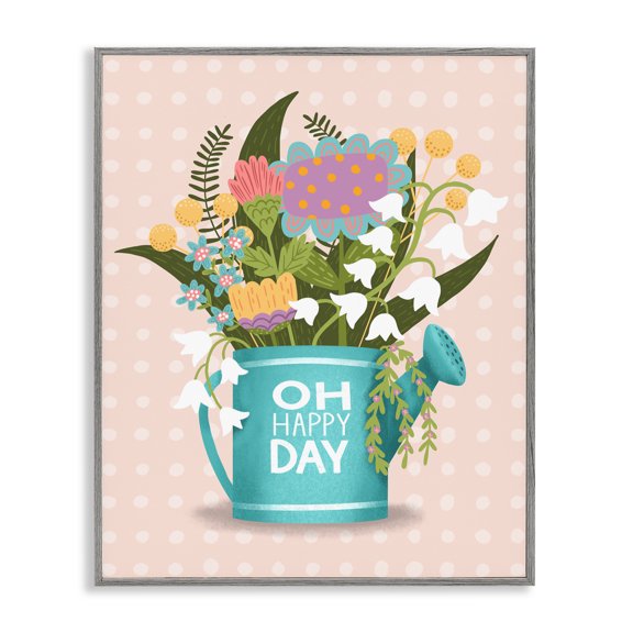 Stupell Industries Oh Happy Day Garden Flowers Gray Framed Giclee Art design by Jilly Jack Designs, 30 x 24