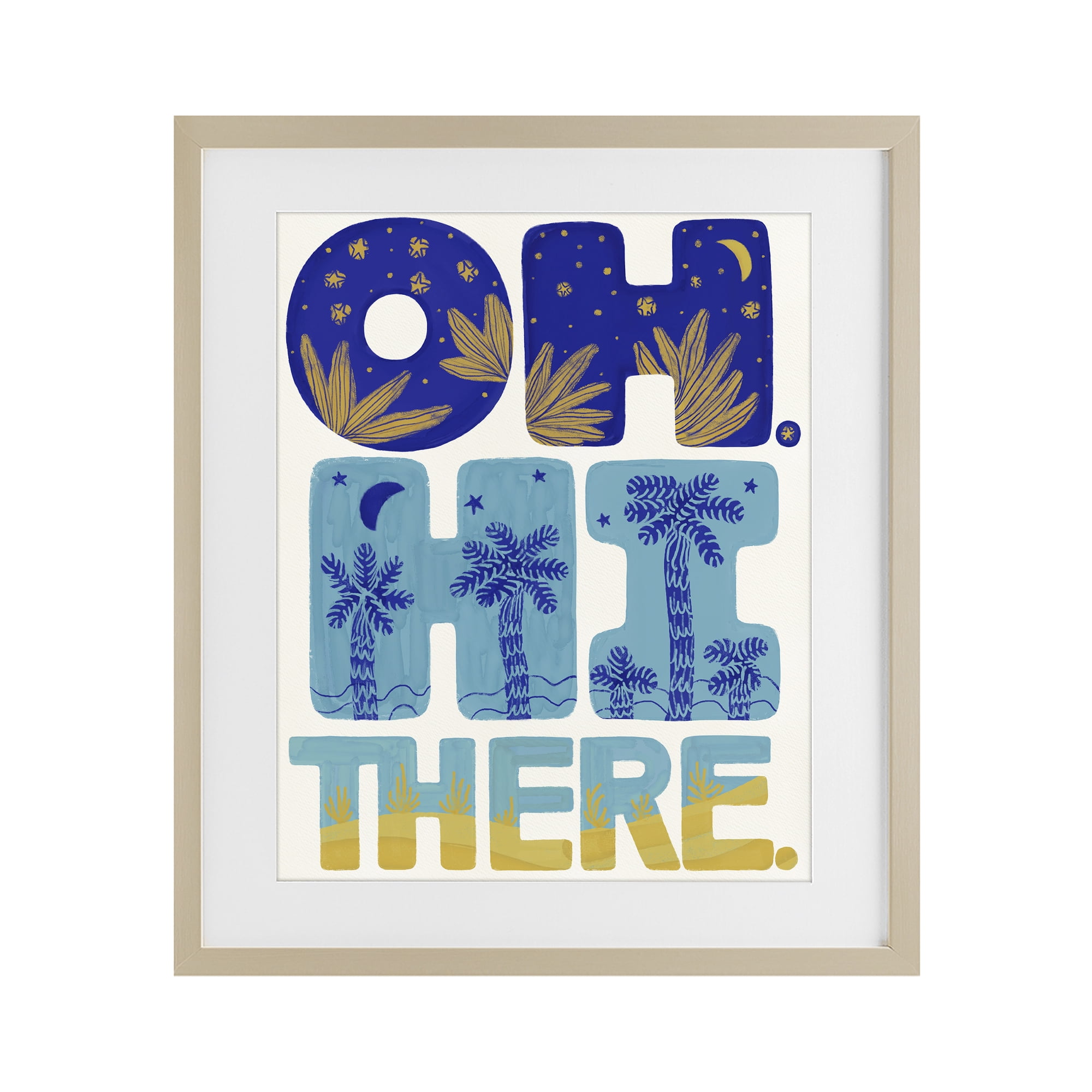 Stupell Industries Oh Hi There Tropical Birch Framed Print Under Glass, design by Connie Summers