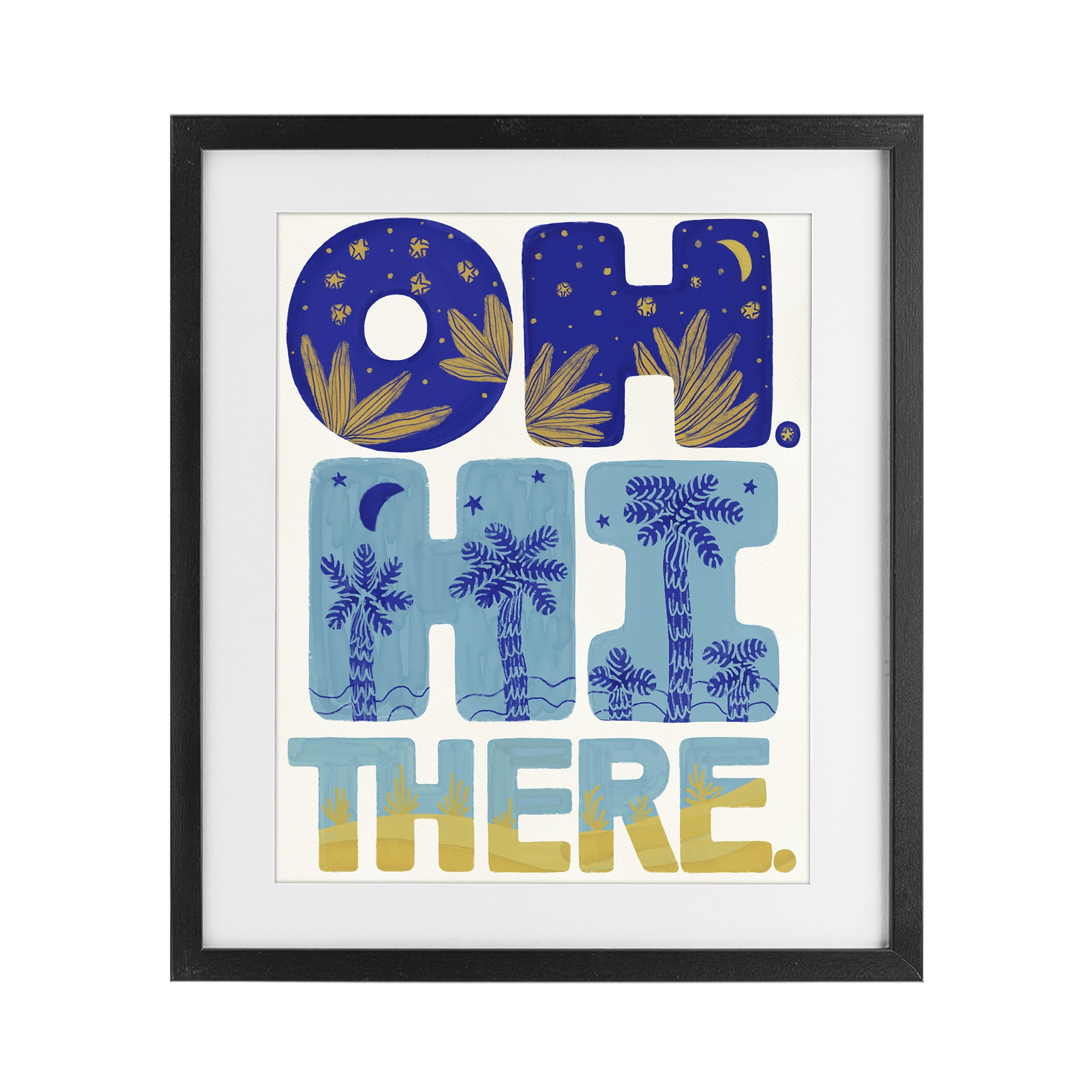 Stupell Industries Oh Hi There Tropical Black Framed Print Under Glass, design by Connie Summers