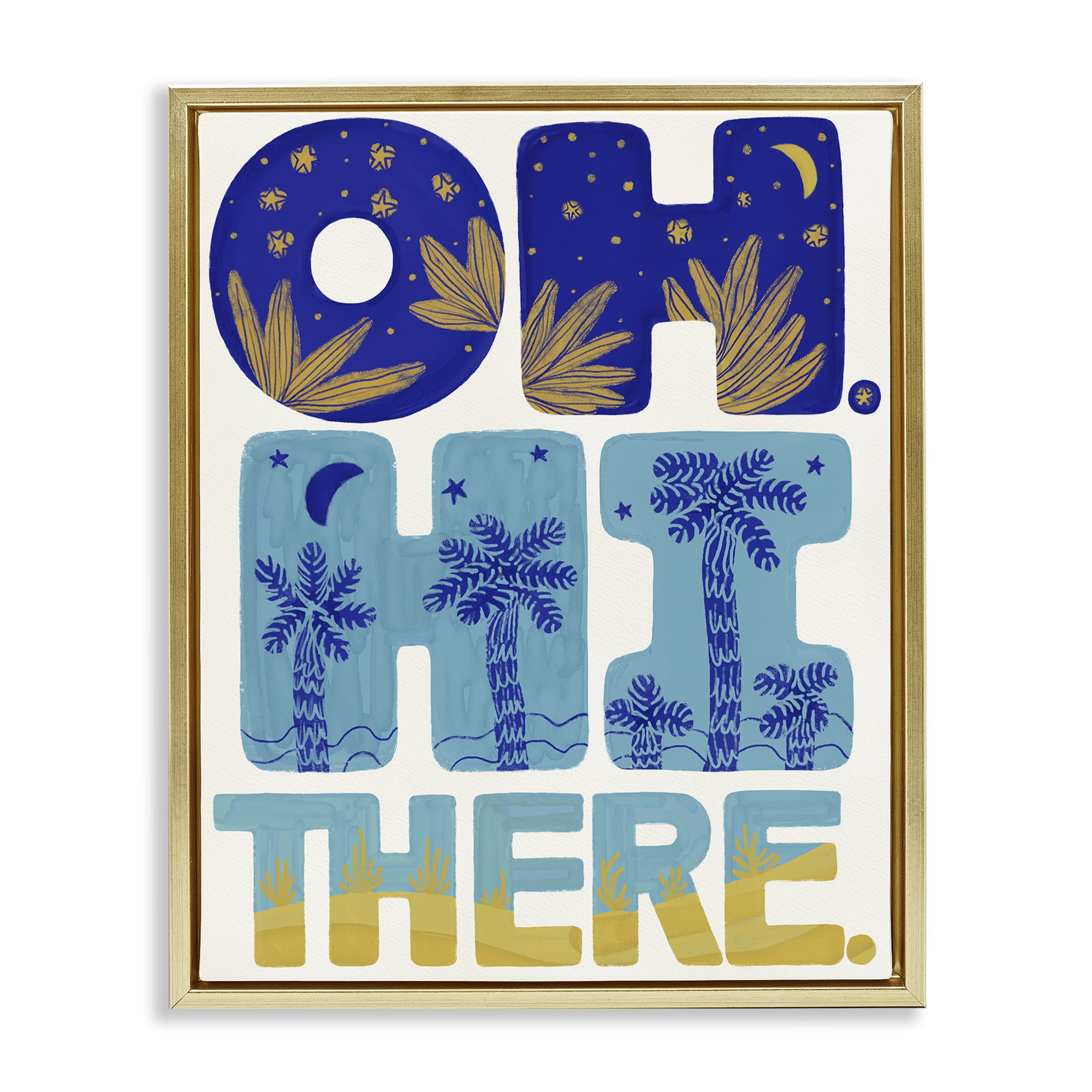 Stupell Industries Oh Hi There Tropical Gold Framed Floater Canvas Wall Art, design by Connie Summers