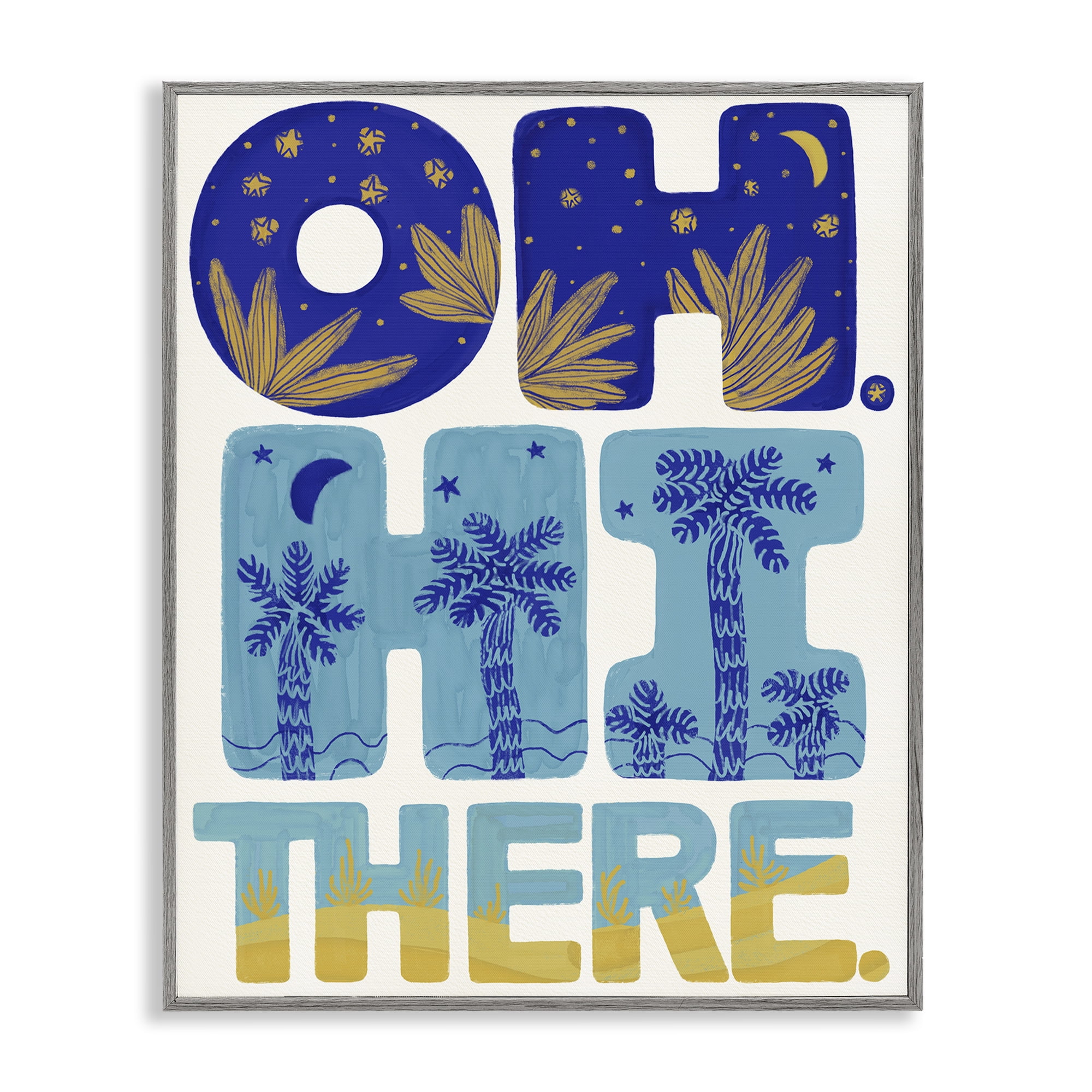 Stupell Industries Oh Hi There Tropical Gray Framed Giclee Art, design by Connie Summers