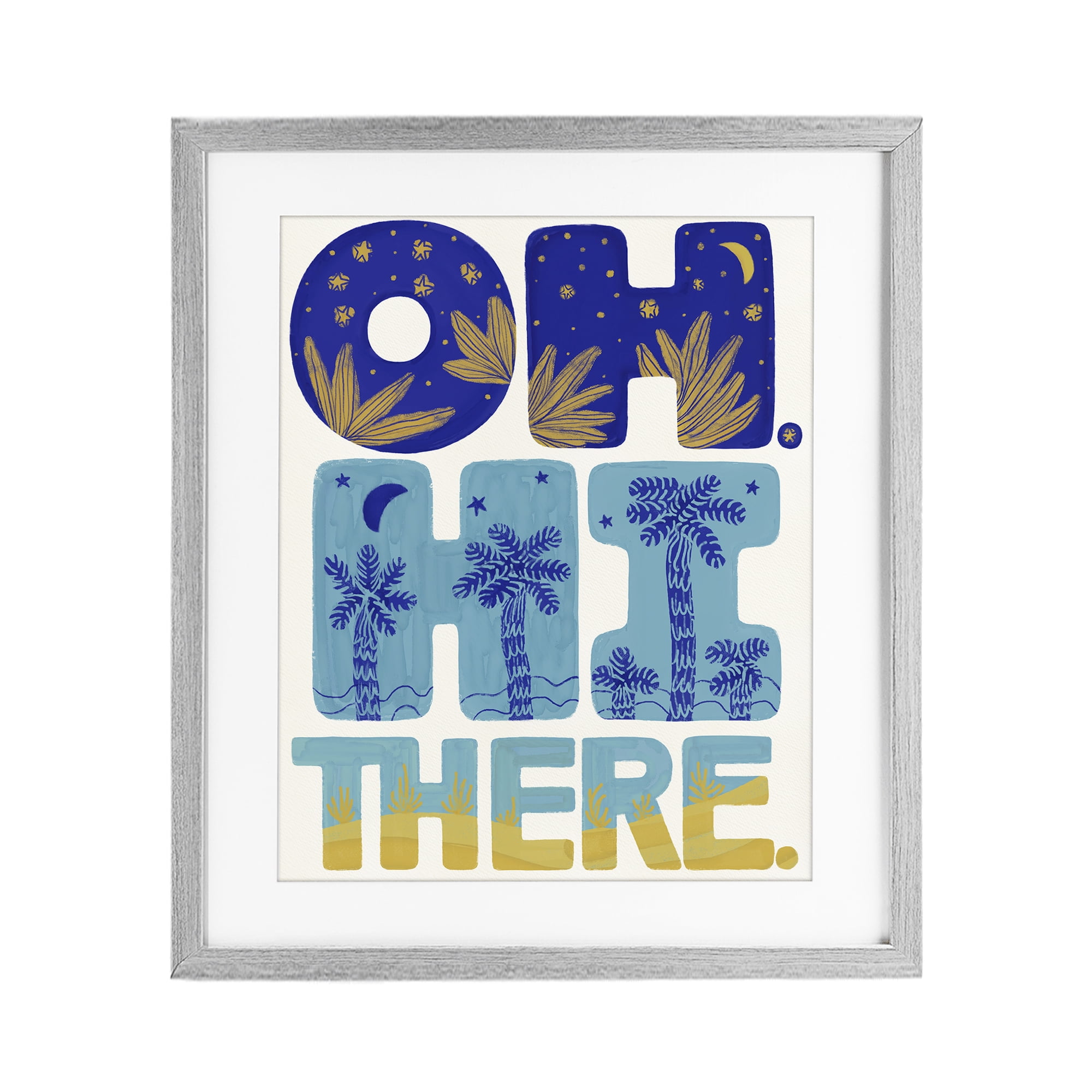 Stupell Industries Oh Hi There Tropical Gray Framed Print Under Glass, design by Connie Summers