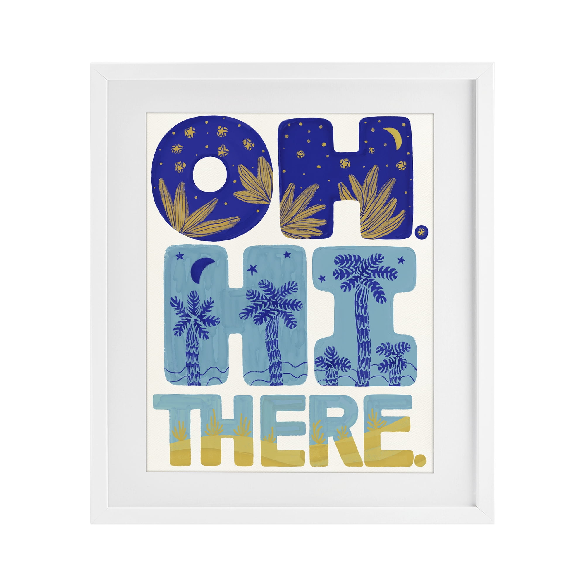 Stupell Industries Oh Hi There Tropical White Framed Print Under Glass, design by Connie Summers