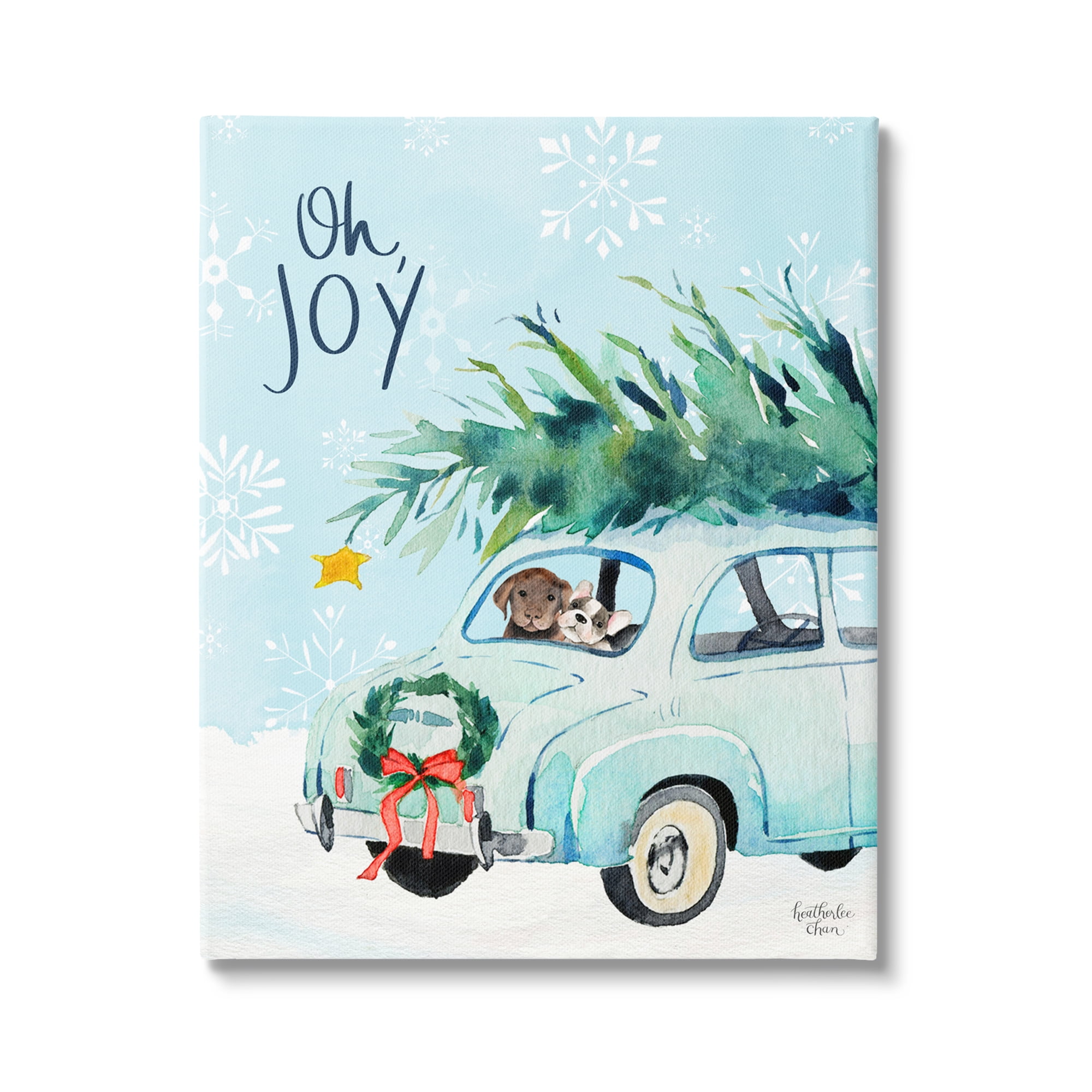 Stupell Industries Oh Joy Endearing Winter Calligraphy Puppies Scene Graphic Art Gallery Wrapped Canvas Print Wall Art, Design by Heatherlee Chan