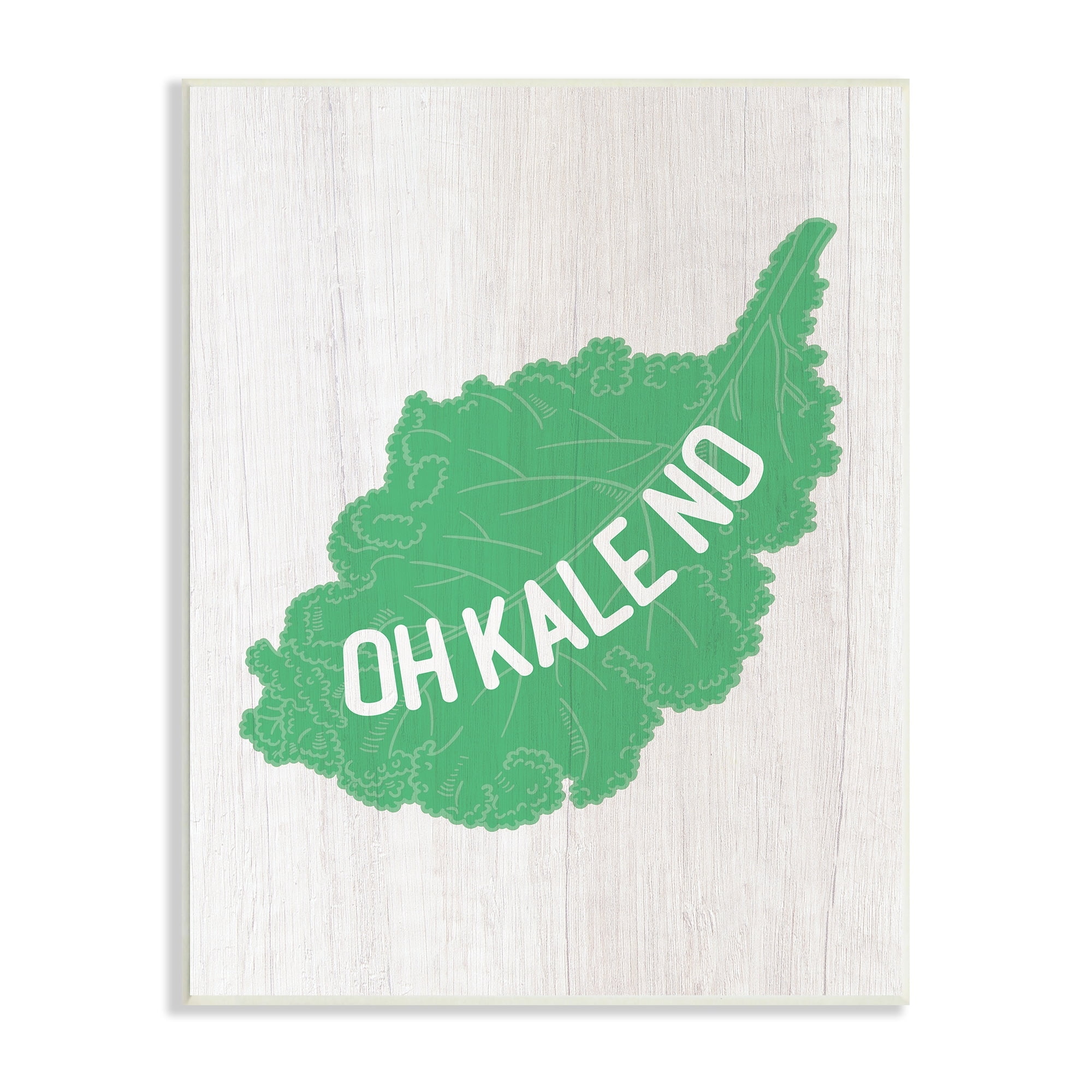 Stupell Industries Oh Kale No Clever Rustic Illustration Typography Wood Wall Art, 10 x 15, Design by Lil' Rue