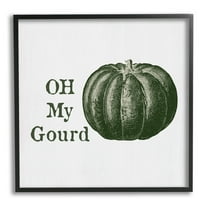 Stupell Industries Oh My Gourd Fall Pumpkin Graphic Art Black Framed Art Print Wall Art, Design by Lauren Rader