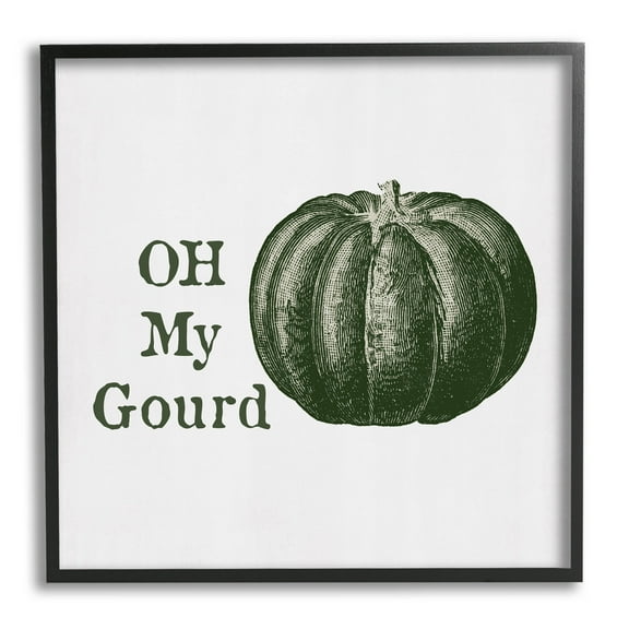 Stupell Industries Oh My Gourd Fall Pumpkin Graphic Art Black Framed Art Print Wall Art, Design by Lauren Rader