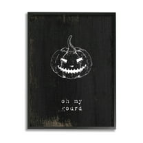 Stupell Industries Oh My Gourd Jack-o-Lantern Graphic Art Black Framed Art Print Wall Art, Design by Lil' Rue