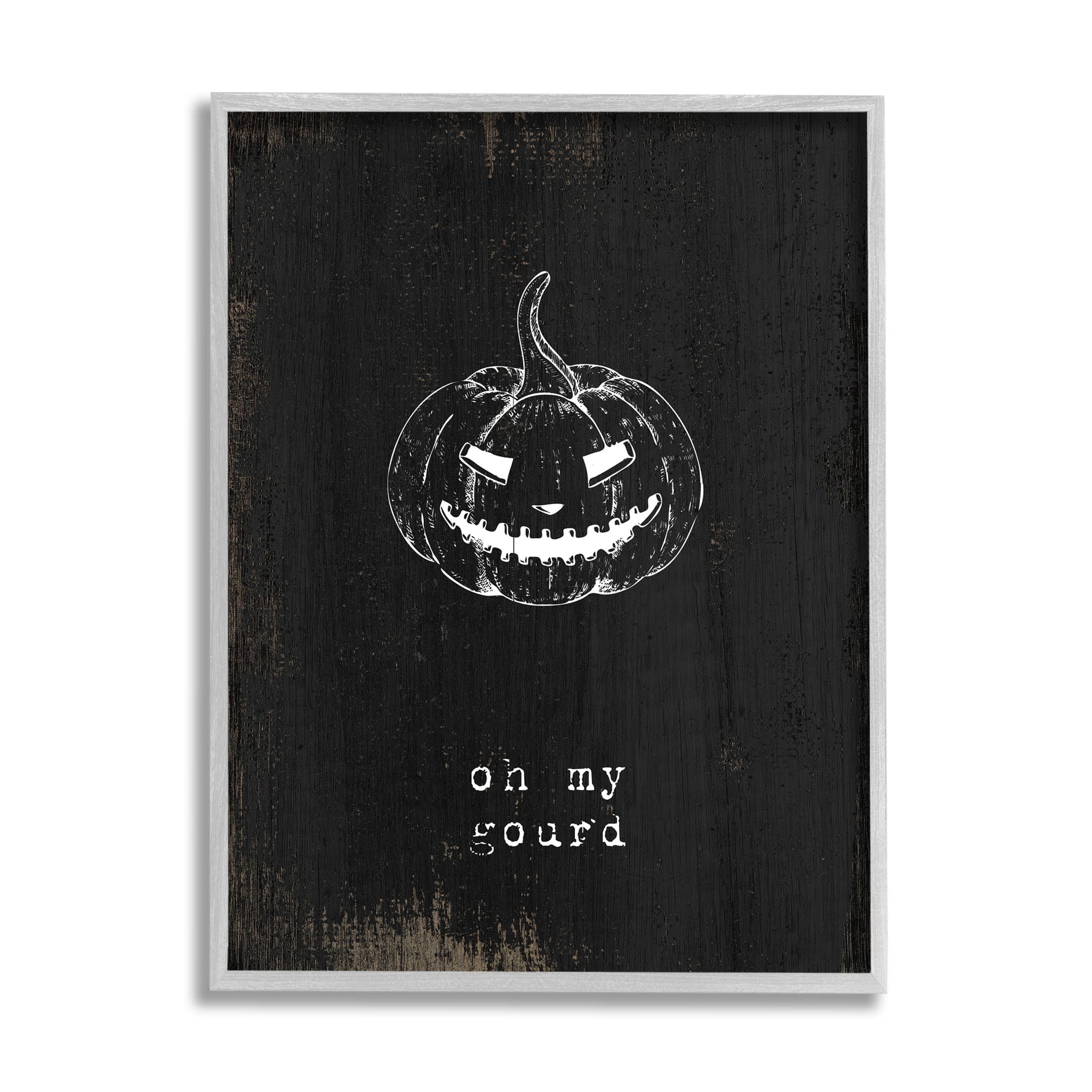 Stupell Industries Oh My Gourd Jack-o-Lantern Graphic Art Gray Framed Art Print Wall Art, Design by Lil' Rue