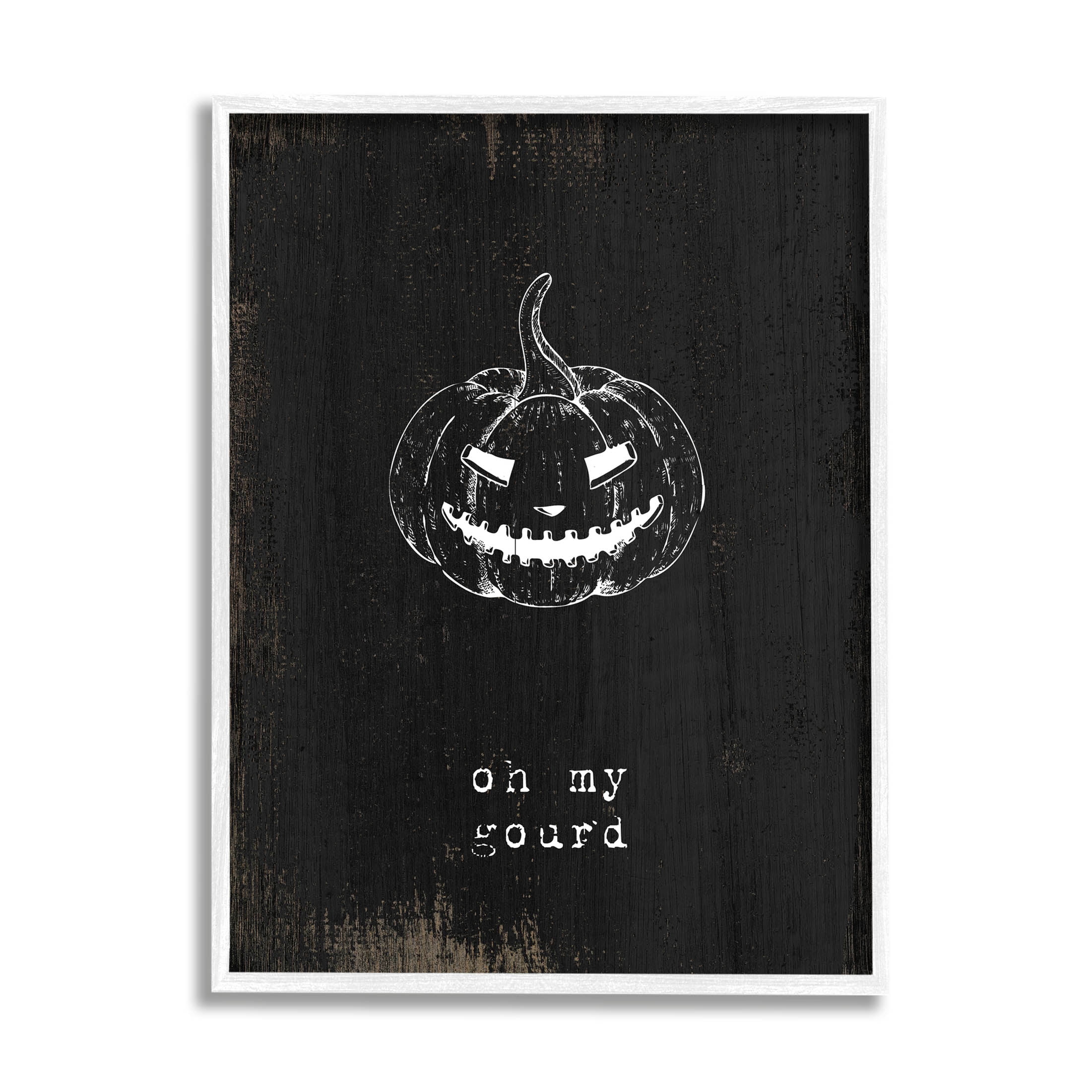 Stupell Industries Oh My Gourd Jack-o-Lantern Graphic Art White Framed Art Print Wall Art, Design by Lil' Rue