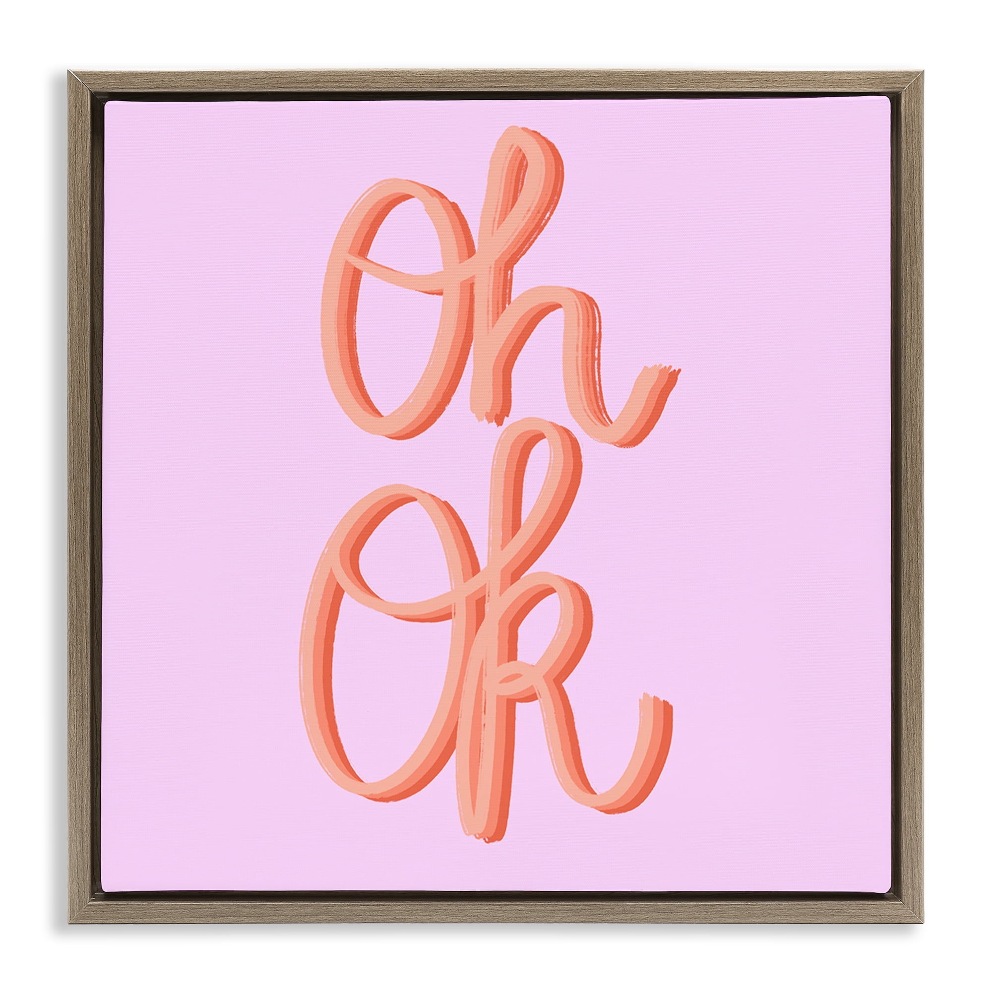Stupell Industries Oh Ok Script Text & Numbers Painting Brown Floater Framed Canvas Art Print Wall Art, 18 x 18