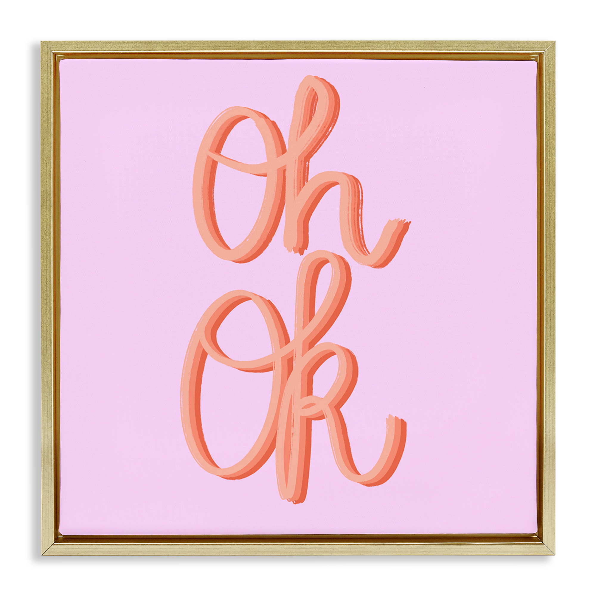 Stupell Industries Oh Ok Script Text & Numbers Painting Gold Floater Framed Canvas Art Print Wall Art, 18 x 18
