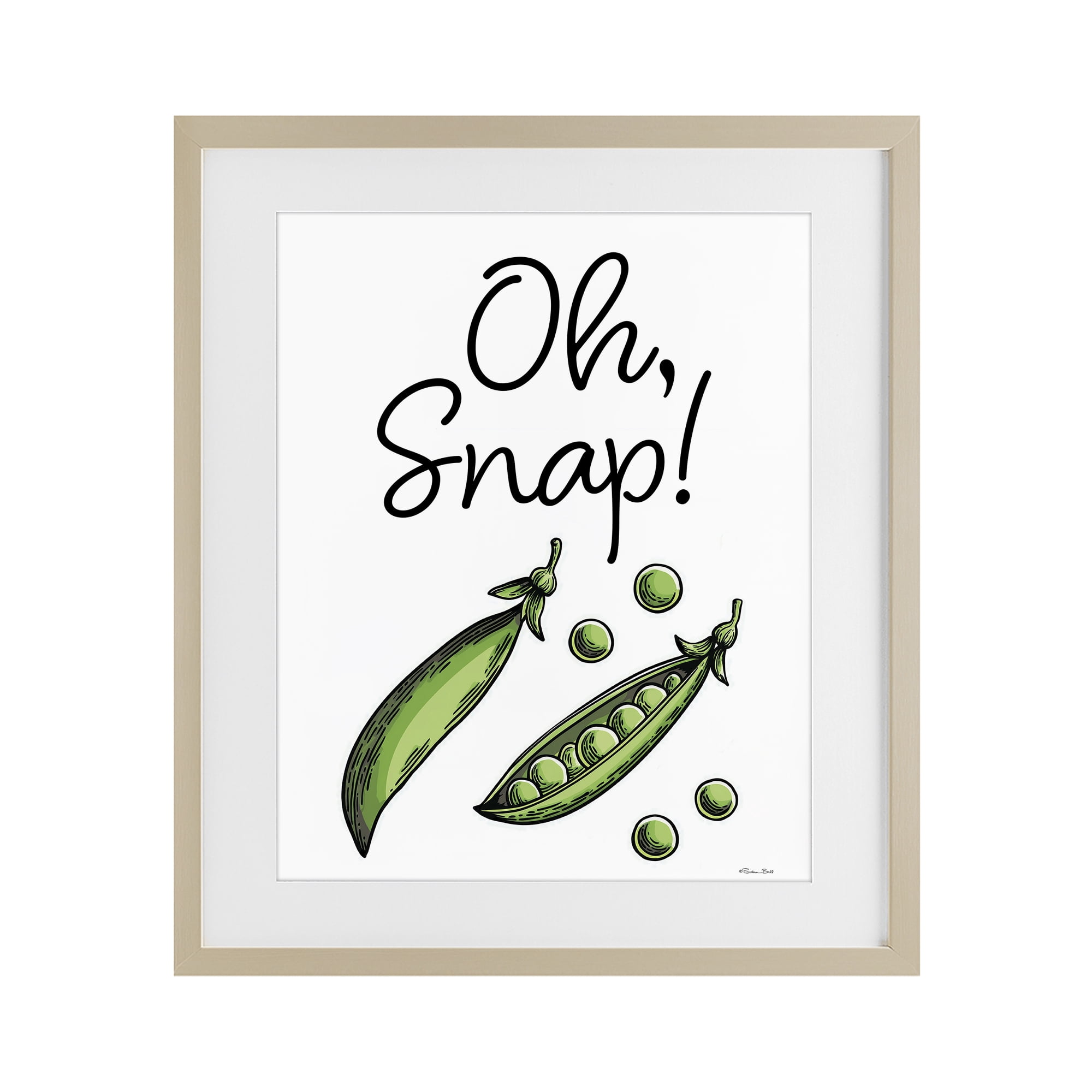 Stupell Industries Oh Snap Peas Birch Framed Print Under Glass, design by Susan Ball