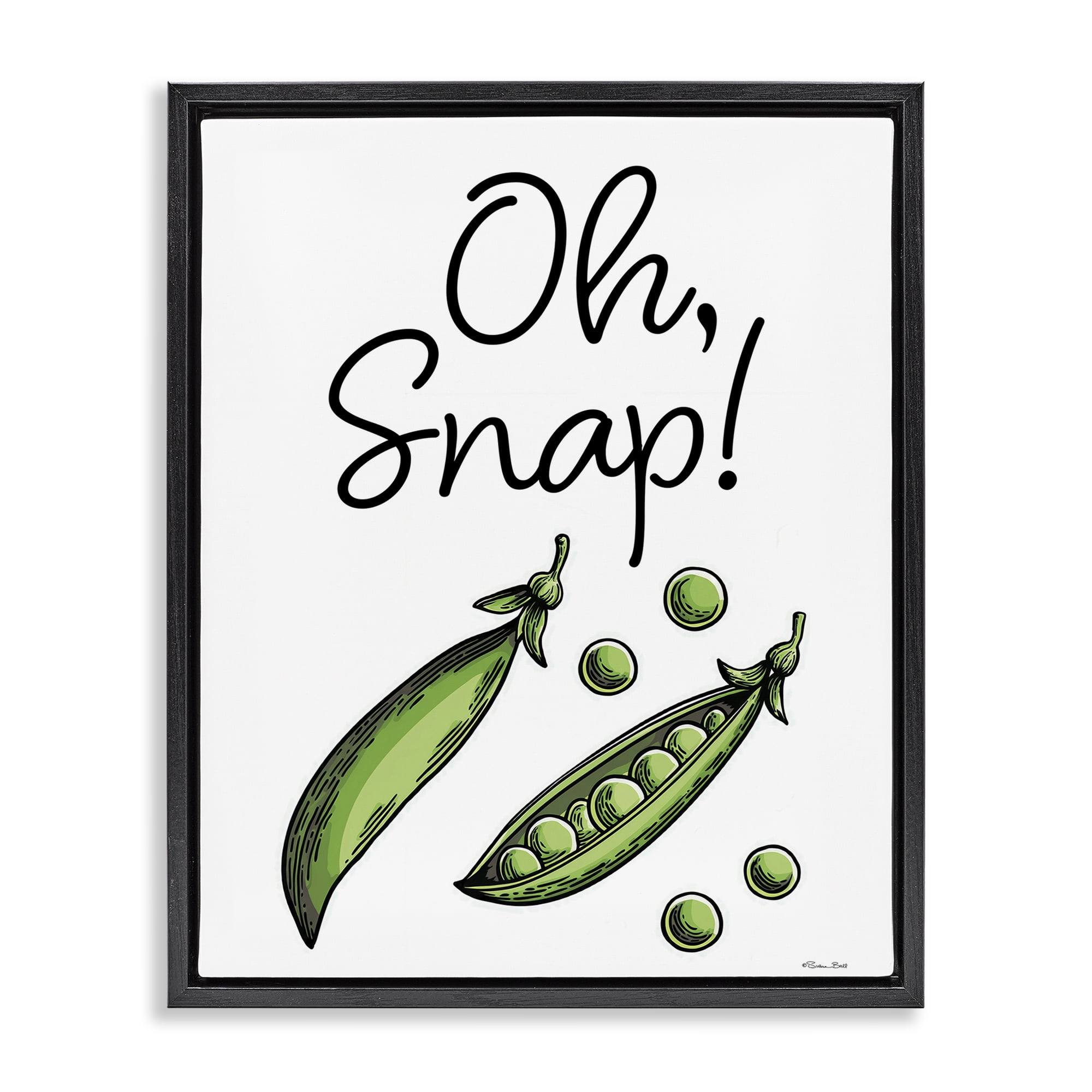 Stupell Industries Oh Snap Peas Black Framed Floater Canvas Wall Art, design by Susan Ball
