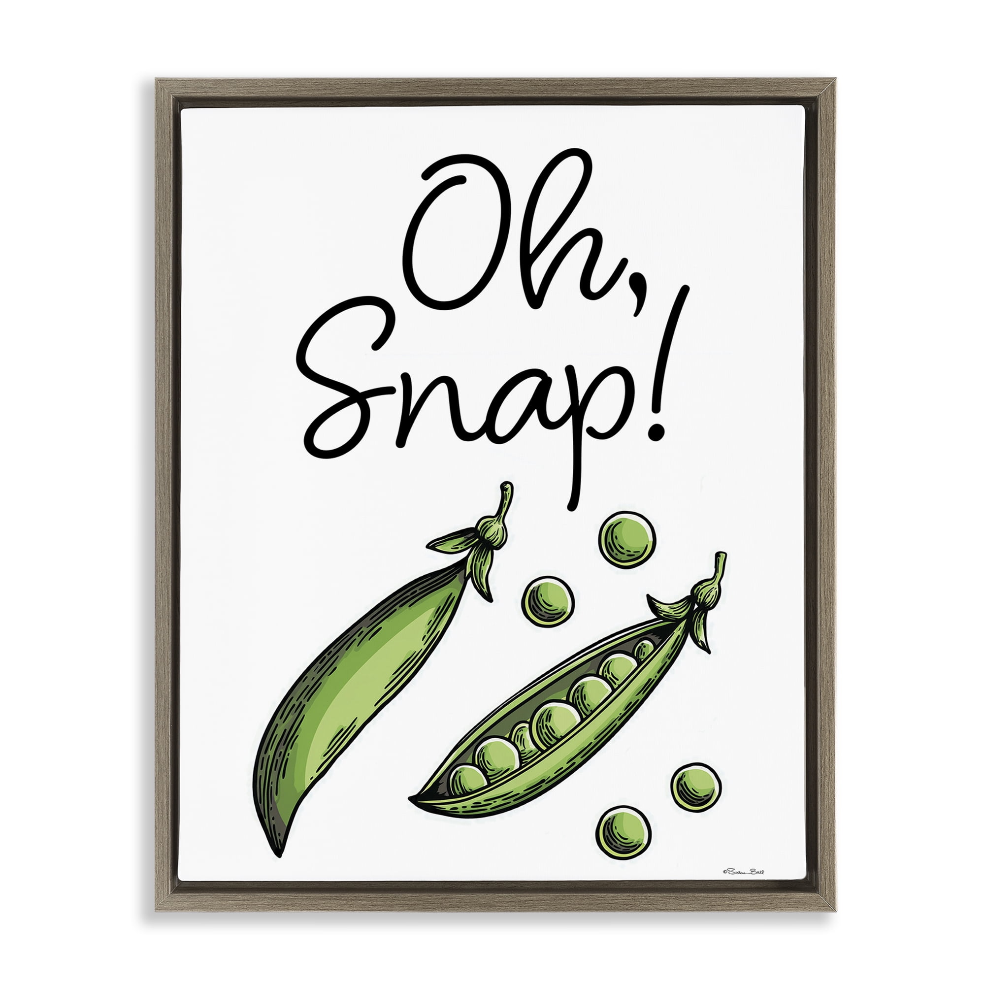Stupell Industries Oh Snap Peas Brown Framed Floater Canvas Wall Art, design by Susan Ball