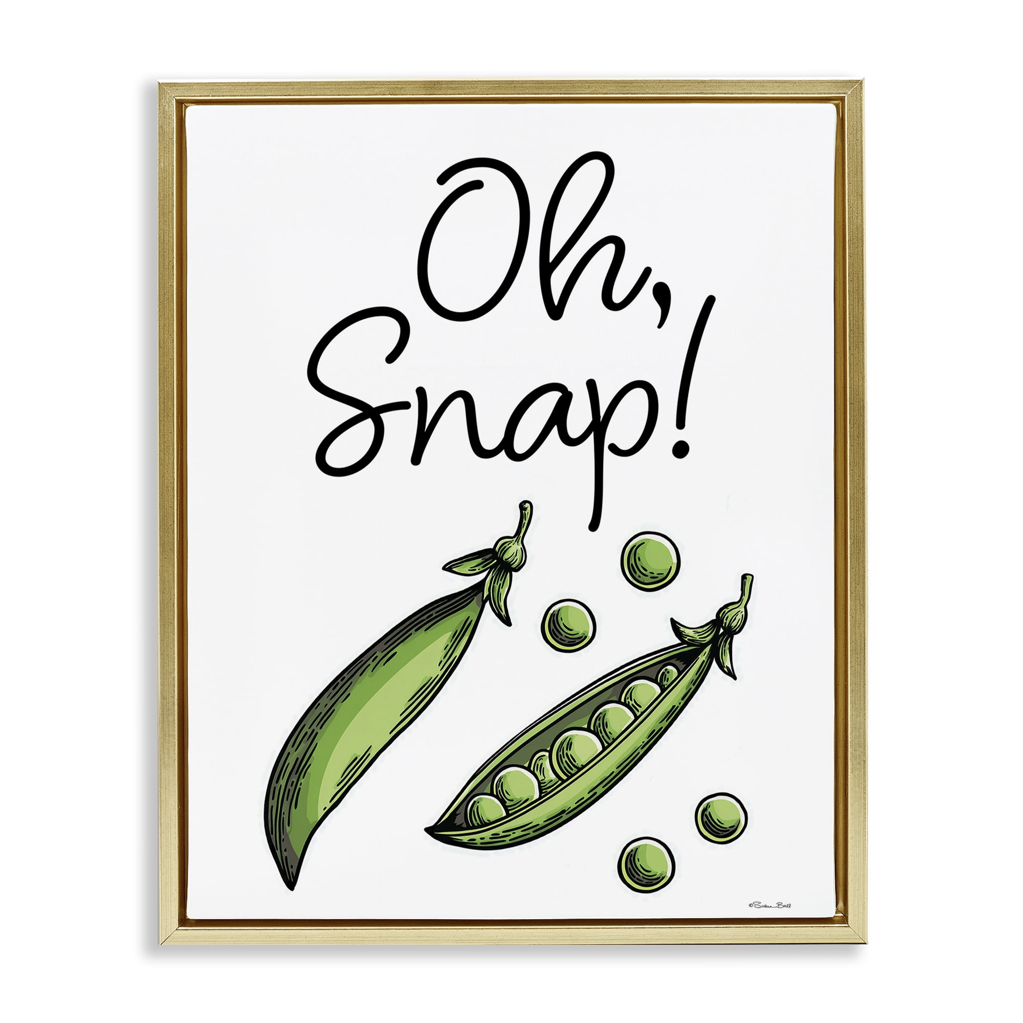 Stupell Industries Oh Snap Peas Gold Framed Floater Canvas Wall Art, design by Susan Ball