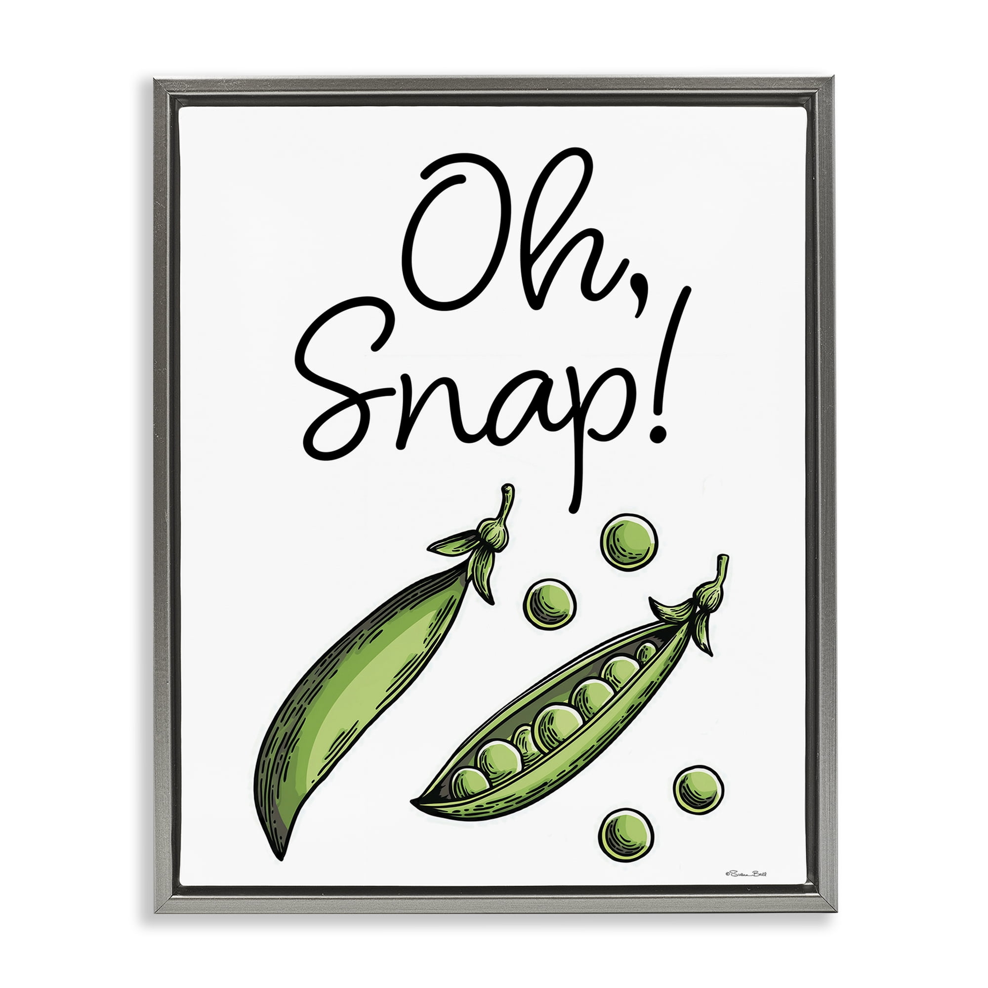 Stupell Industries Oh Snap Peas Gray Framed Floater Canvas Wall Art, design by Susan Ball