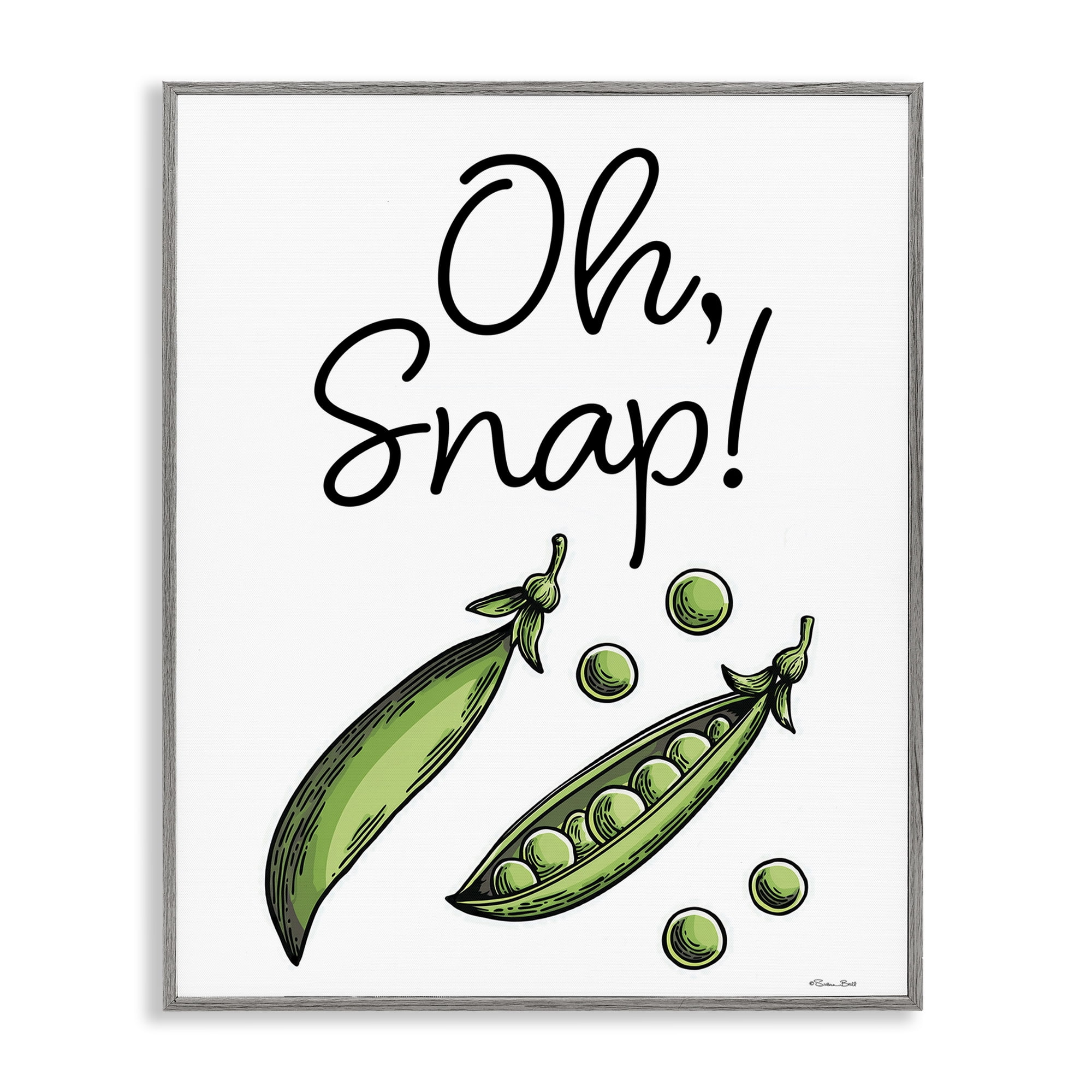 Stupell Industries Oh Snap Peas Gray Framed Giclee Art, design by Susan Ball