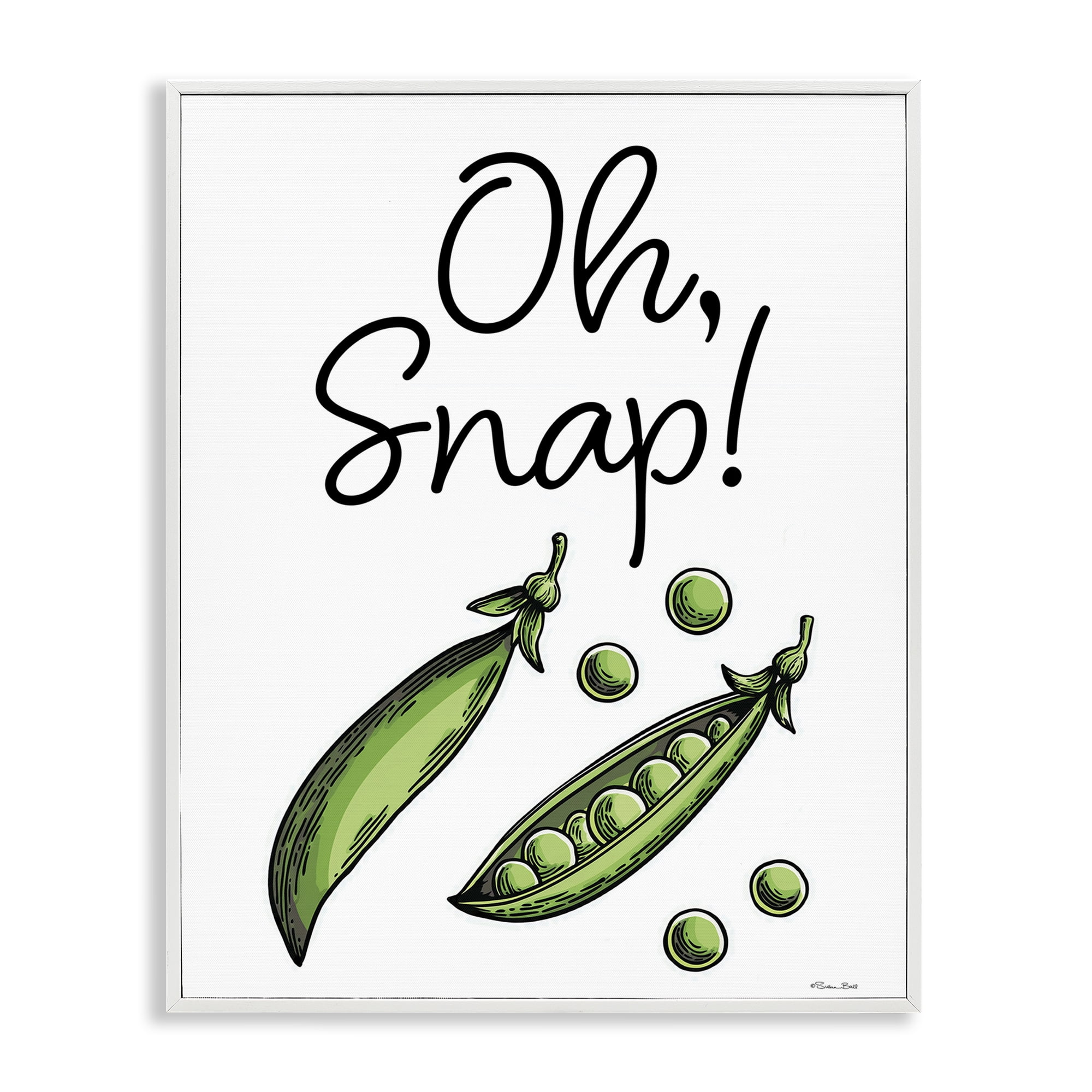Stupell Industries Oh Snap Peas White Framed Giclee Art, design by Susan Ball