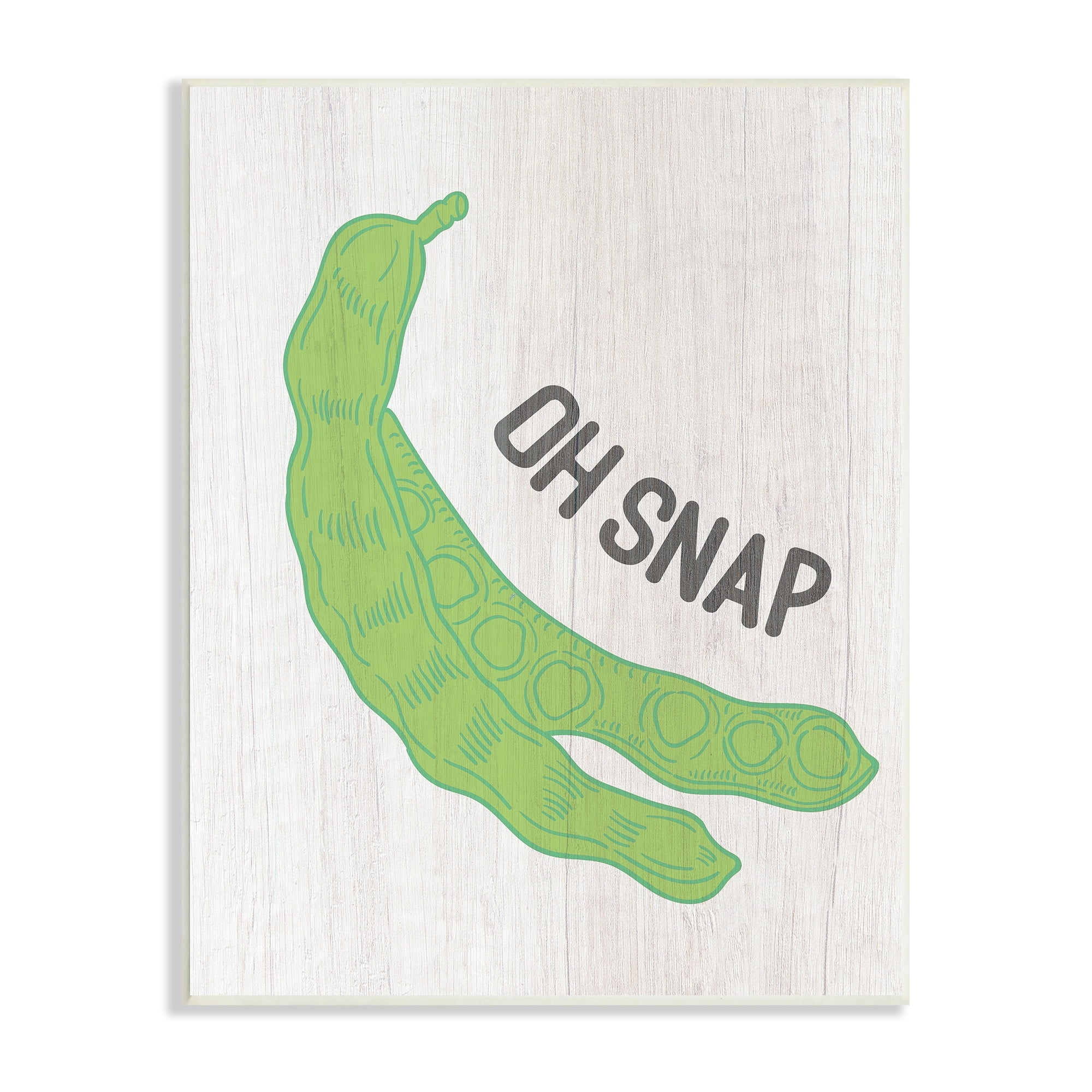 Stupell Industries Oh Snap Quirky Text Typography Peas Illustration Wood Wall Art, 13 x 19, Design by Lil' Rue