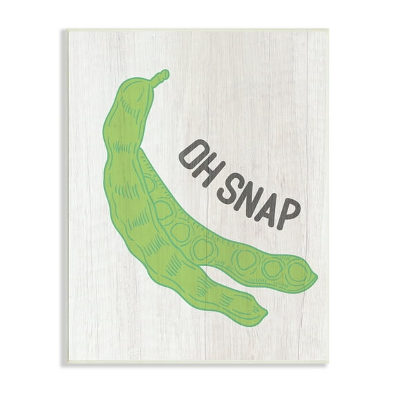Stupell Industries Oh Snap Quirky Text Typography Peas Illustration Wood Wall Art, 13 x 19, Design by Lil' Rue