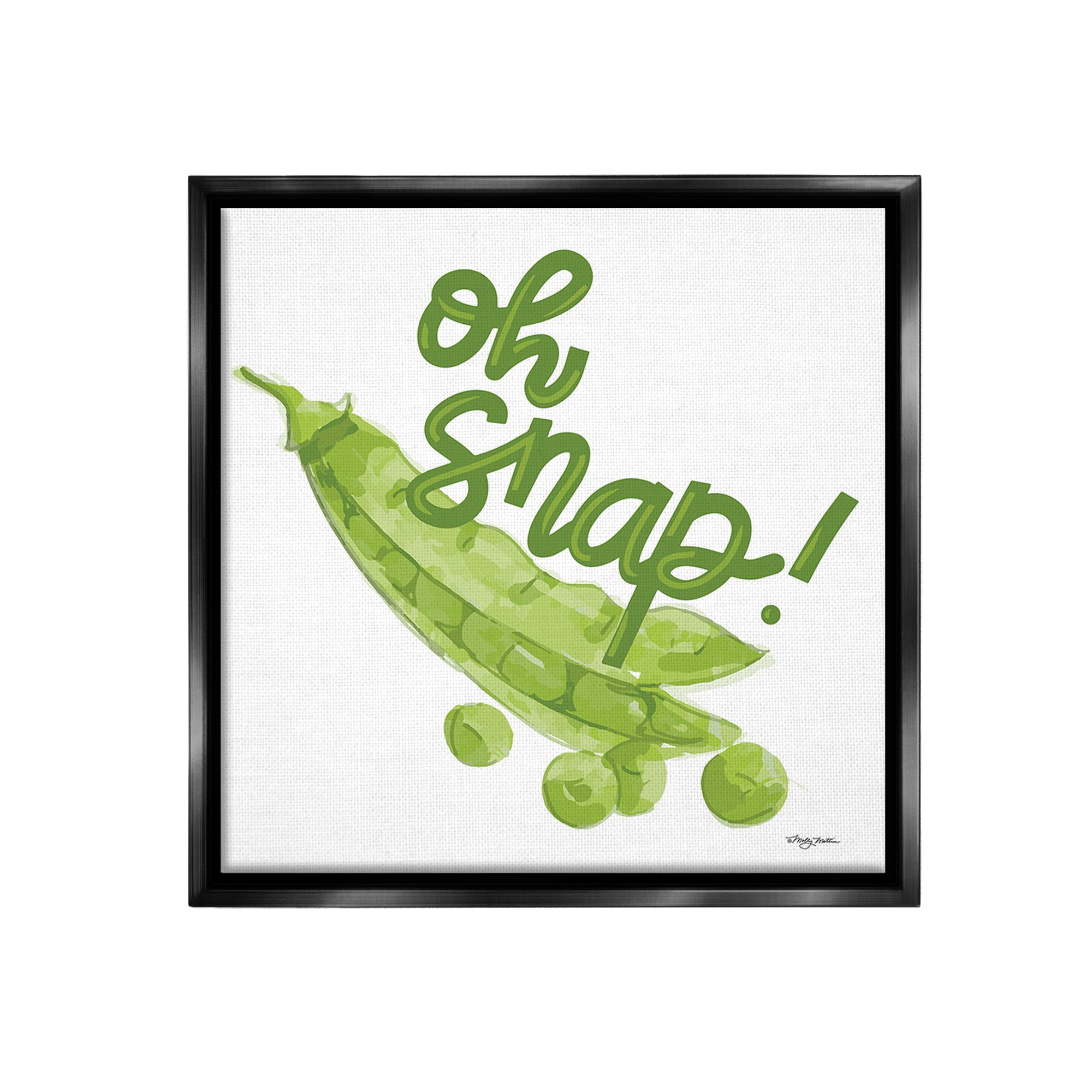 Stupell Industries Oh Snap with Peas Food & Beverage Painting Black Floater Framed Canvas Art Print Wall Art, 25 x 25
