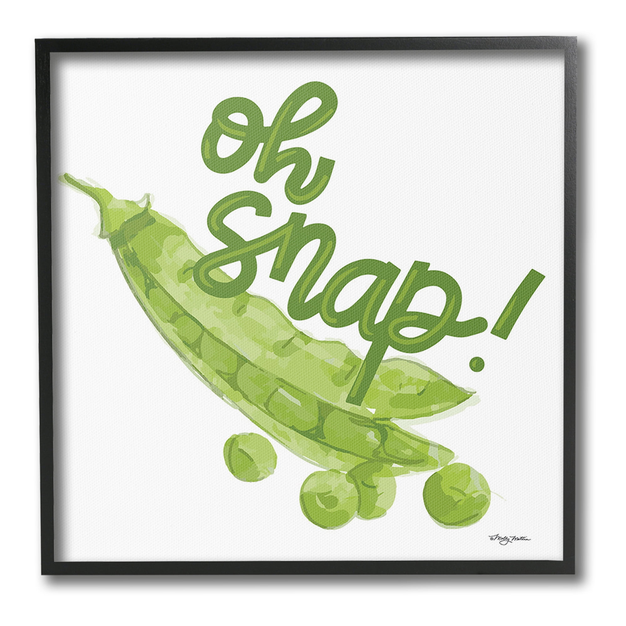 Stupell Industries Oh Snap with Peas Food & Beverage Painting Black Framed Art Print Wall Art, 17 x 17
