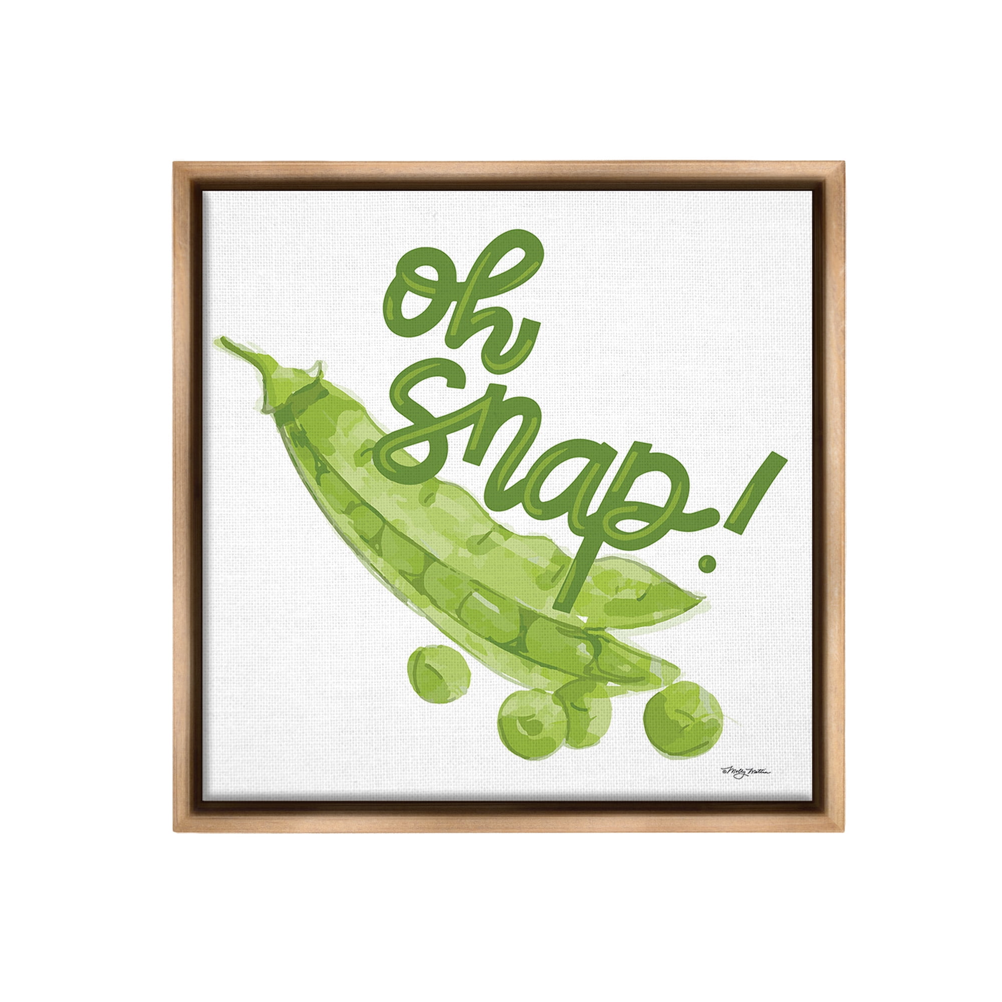 Stupell Industries Oh Snap with Peas Food & Beverage Painting Brown Floater Framed Canvas Art Print Wall Art, 18 x 18