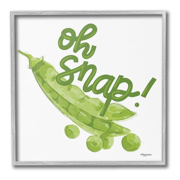 Stupell Industries Oh Snap with Peas Food & Beverage Painting Gray Framed Art Print Wall Art, 12 x 12