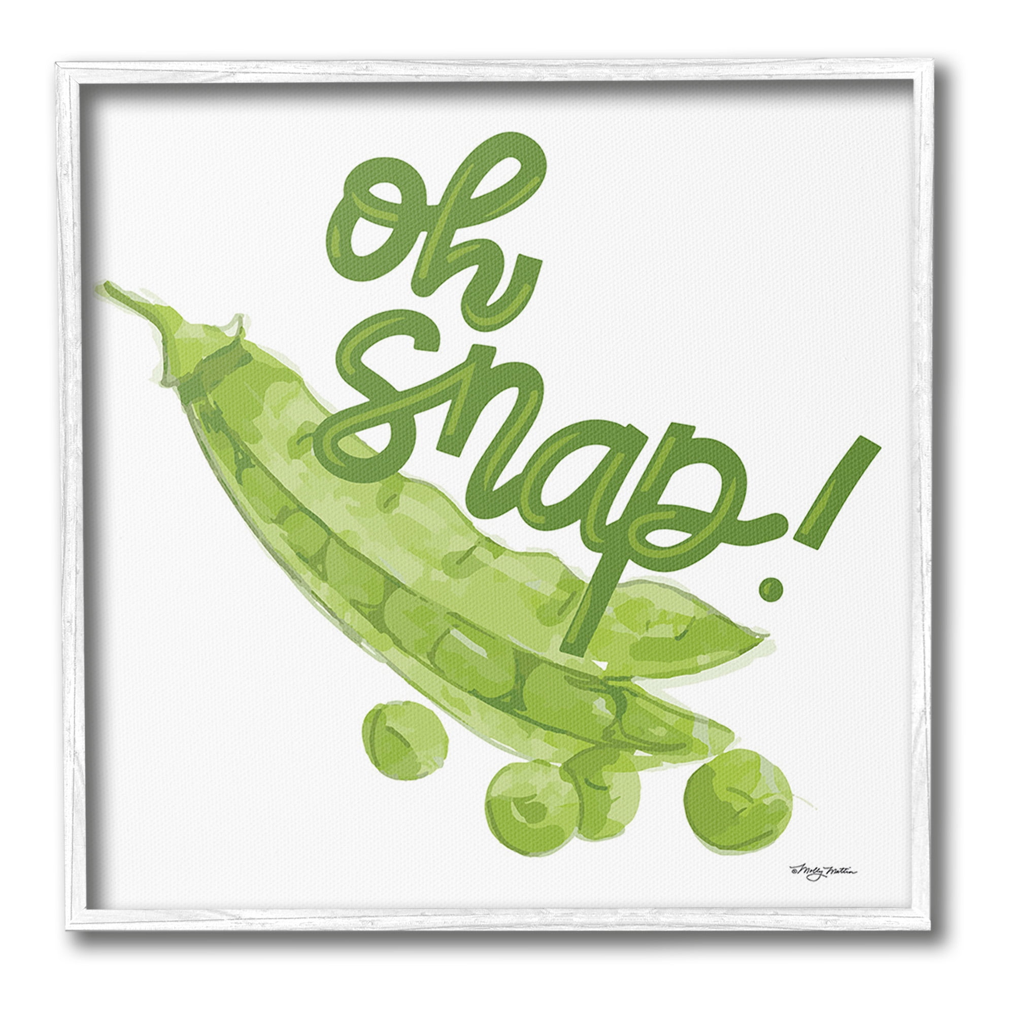 Stupell Industries Oh Snap with Peas Food & Beverage Painting White Framed Art Print Wall Art, 12 x 12