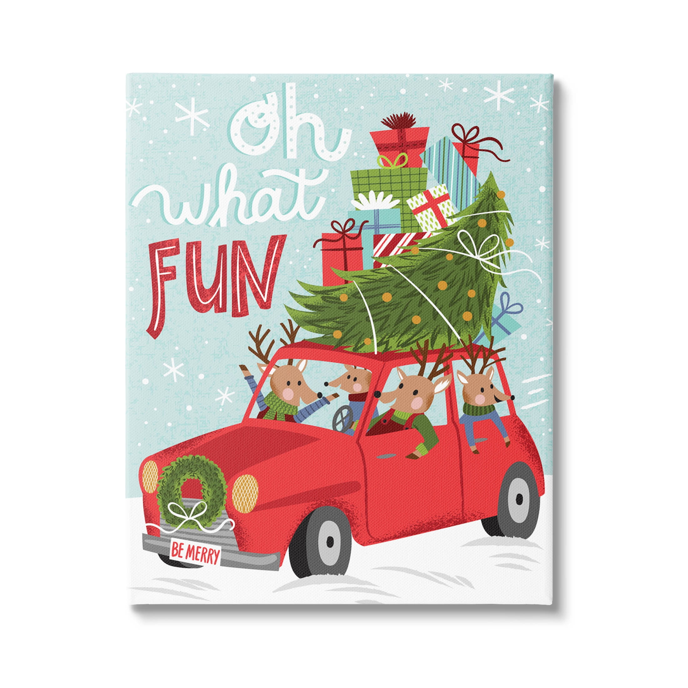Stupell Industries Oh What Fun Holiday Car Graphic Art Gallery Wrapped Canvas Print Wall Art, Design by Arrolynn Weiderhold