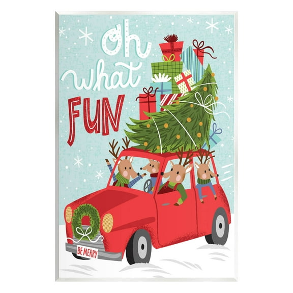 Stupell Industries Oh What Fun Holiday Car Graphic Art Unframed Art Print Wall Art, Design by Arrolynn Weiderhold