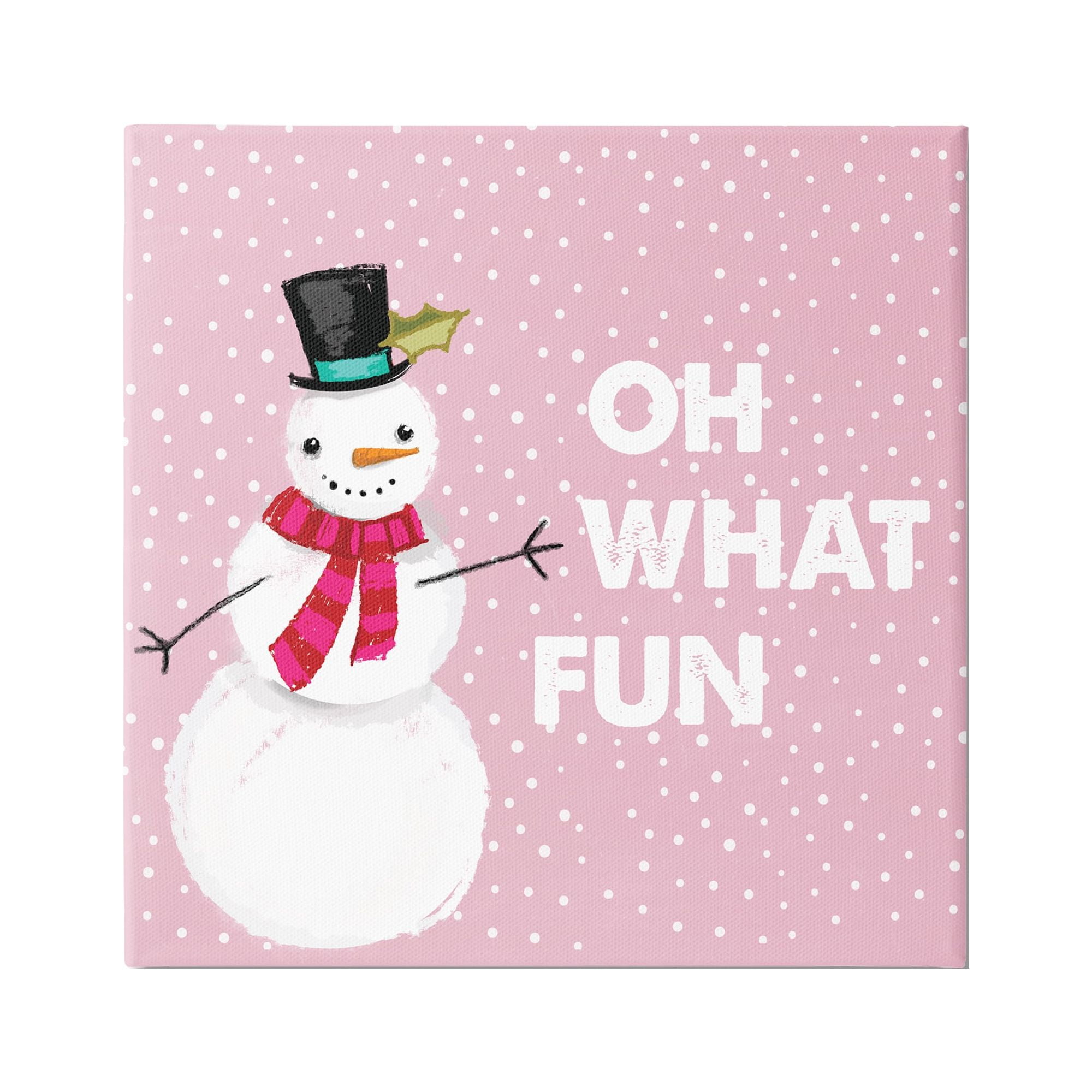 Stupell Industries Oh What Fun Pink Snowman Holiday Painting Gallery Wrapped Canvas Print Wall Art, 36 x 36