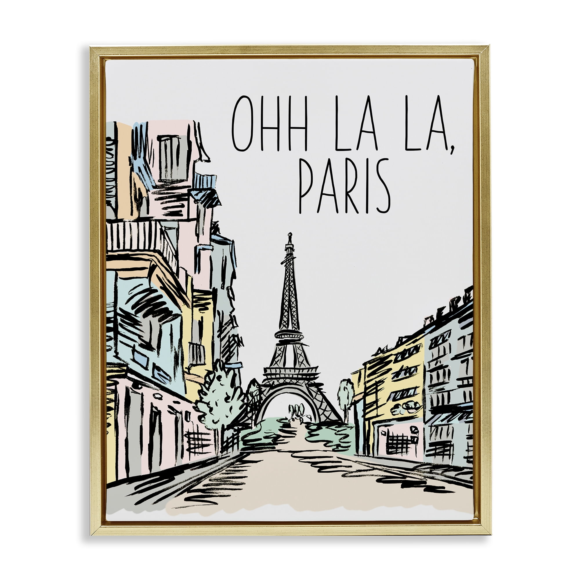 Stupell Industries Ohh La La Paris Gold Framed Floater Canvas Wall Art, design by Elizabeth Medley