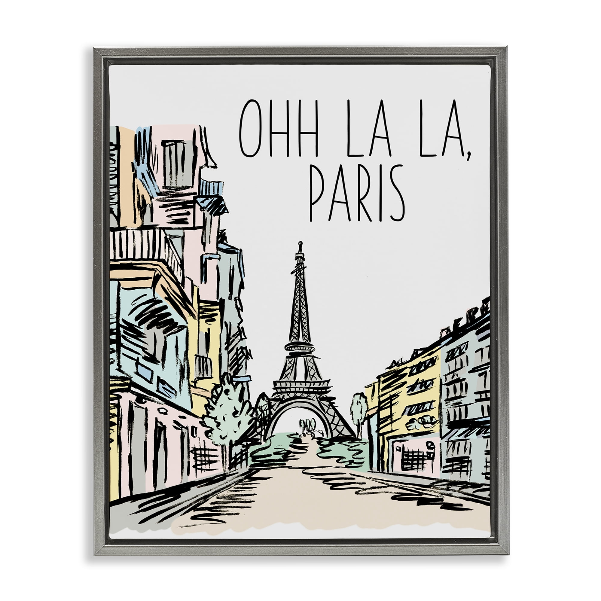 Stupell Industries Ohh La La Paris Gray Framed Floater Canvas Wall Art, design by Elizabeth Medley