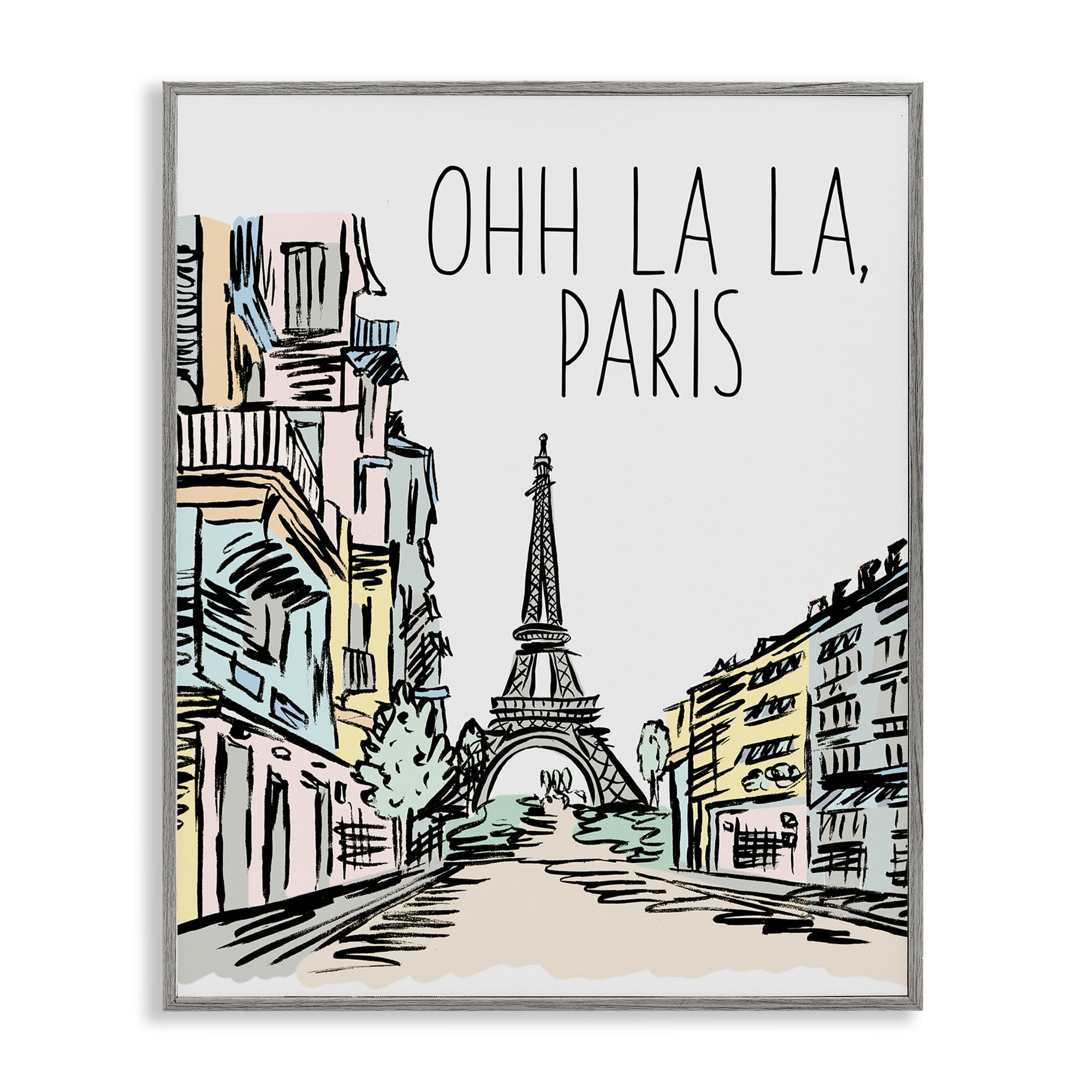Stupell Industries Ohh La La Paris Gray Framed Giclee Art, design by Elizabeth Medley
