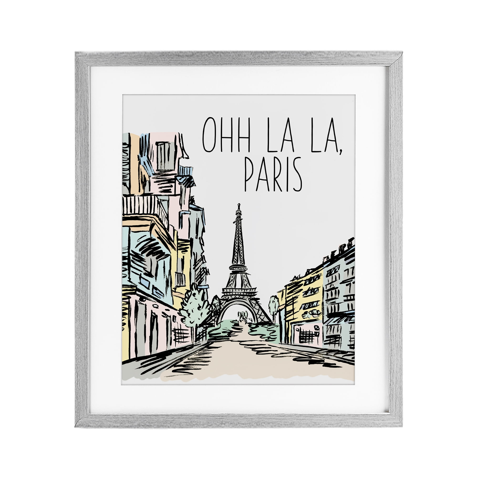 Stupell Industries Ohh La La Paris Gray Framed Print Under Glass, design by Elizabeth Medley