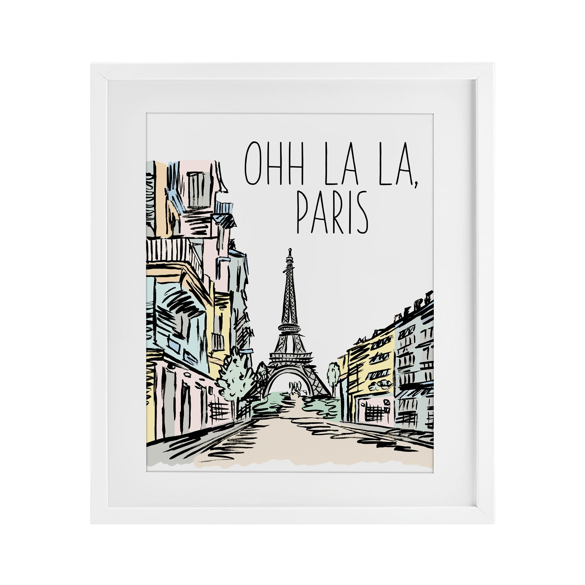 Stupell Industries Ohh La La Paris White Framed Print Under Glass, design by Elizabeth Medley